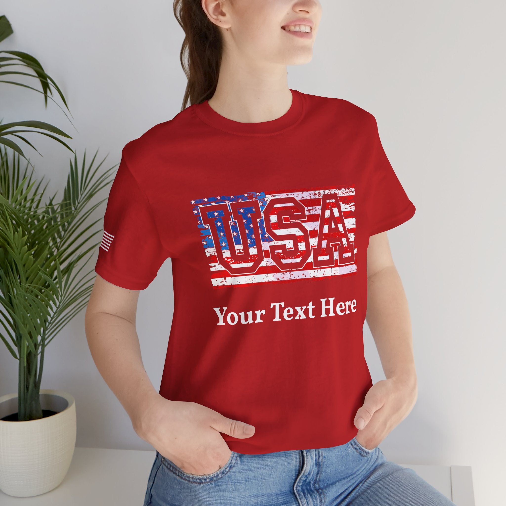 Custom T-Shirt - USA Vintage Collegiate T-Shirt – Retro American Flag Typography Graphic Tee