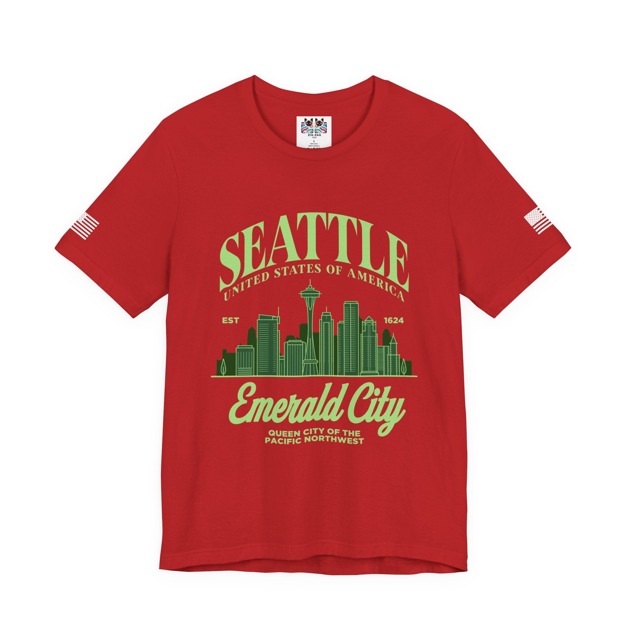 Seattle Emerald City Skyline T-Shirt | United States of America EST 1624 Pacific Northwest Graphic Tee