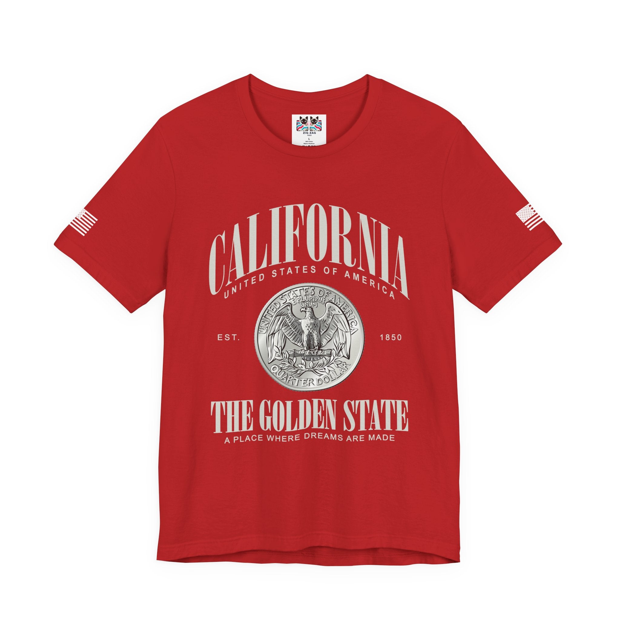 California The Golden State T-Shirt – EST 1850 Quarter Dollar Coin United States of America A Place Where Dreams Are Made Graphic Tee