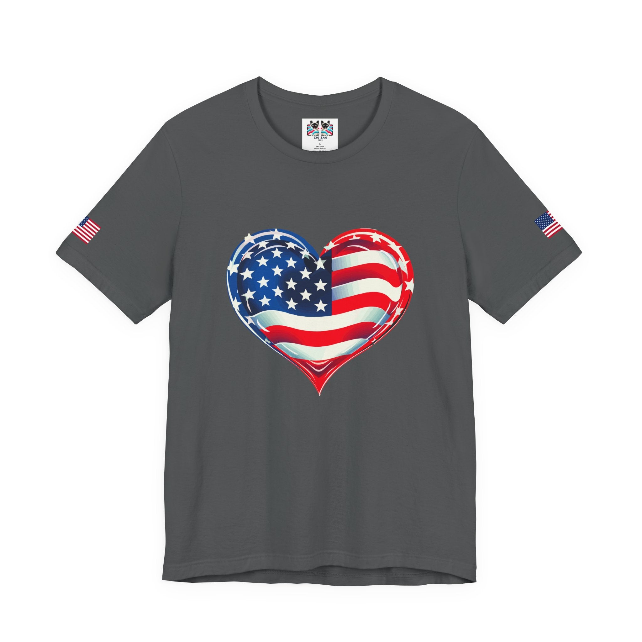 American Flag Heart T-Shirt – Love USA Patriotic Pride Graphic Tee