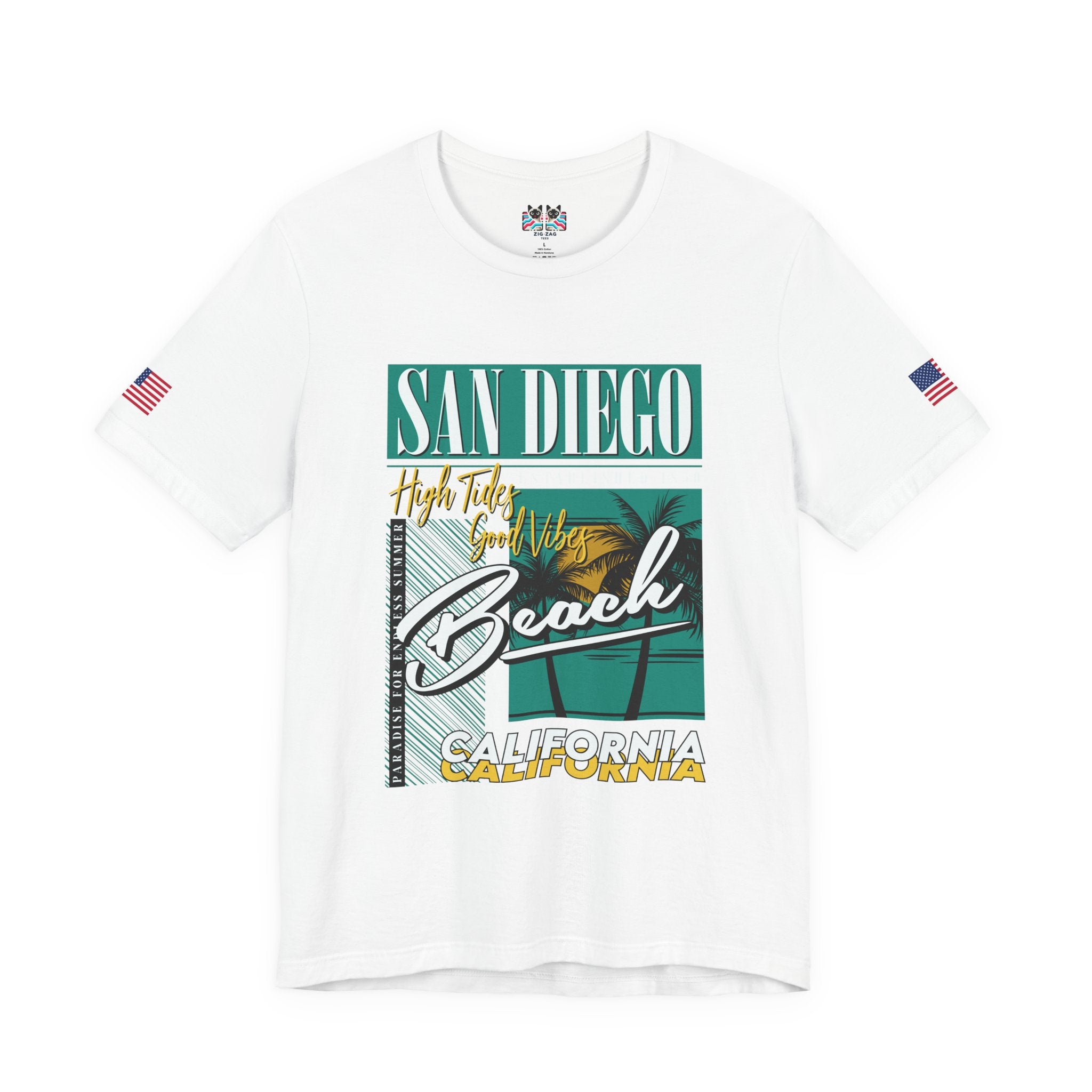 San Diego California Beach T-Shirt – High Tides Good Vibes Paradise Summer Tee