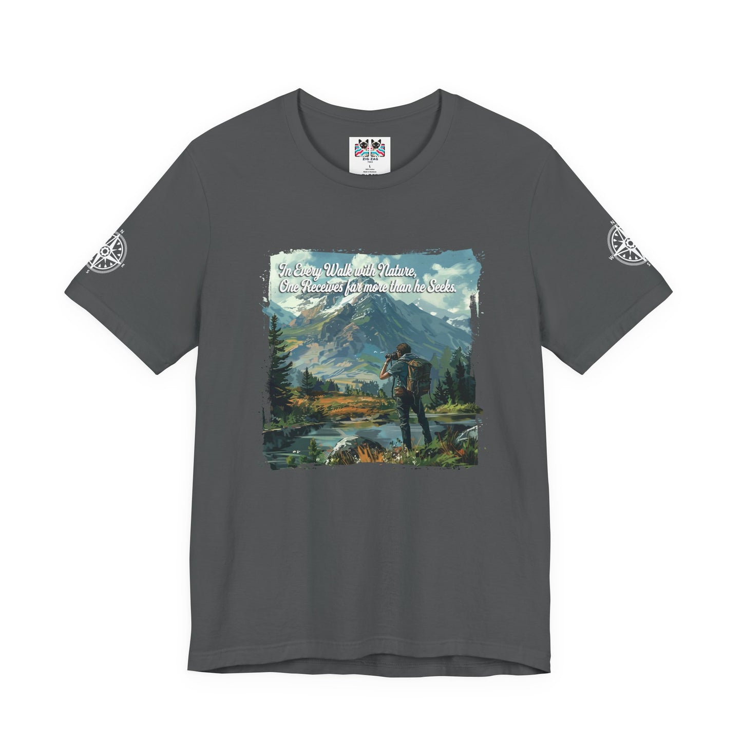 In Every Walk with Nature One Receives T-Shirt – Nature Quote Mountain Hiker Graphic Tee