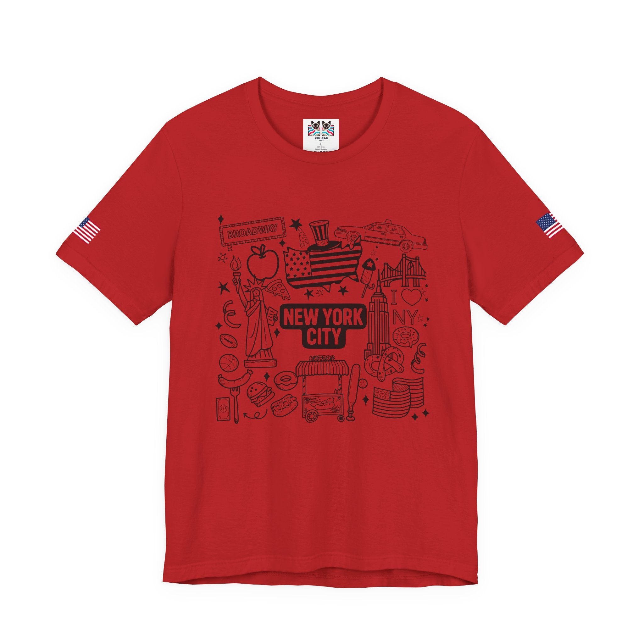New York City Doodle T-Shirt - Cute NYC Icons Coloring Book Style Tourist Design