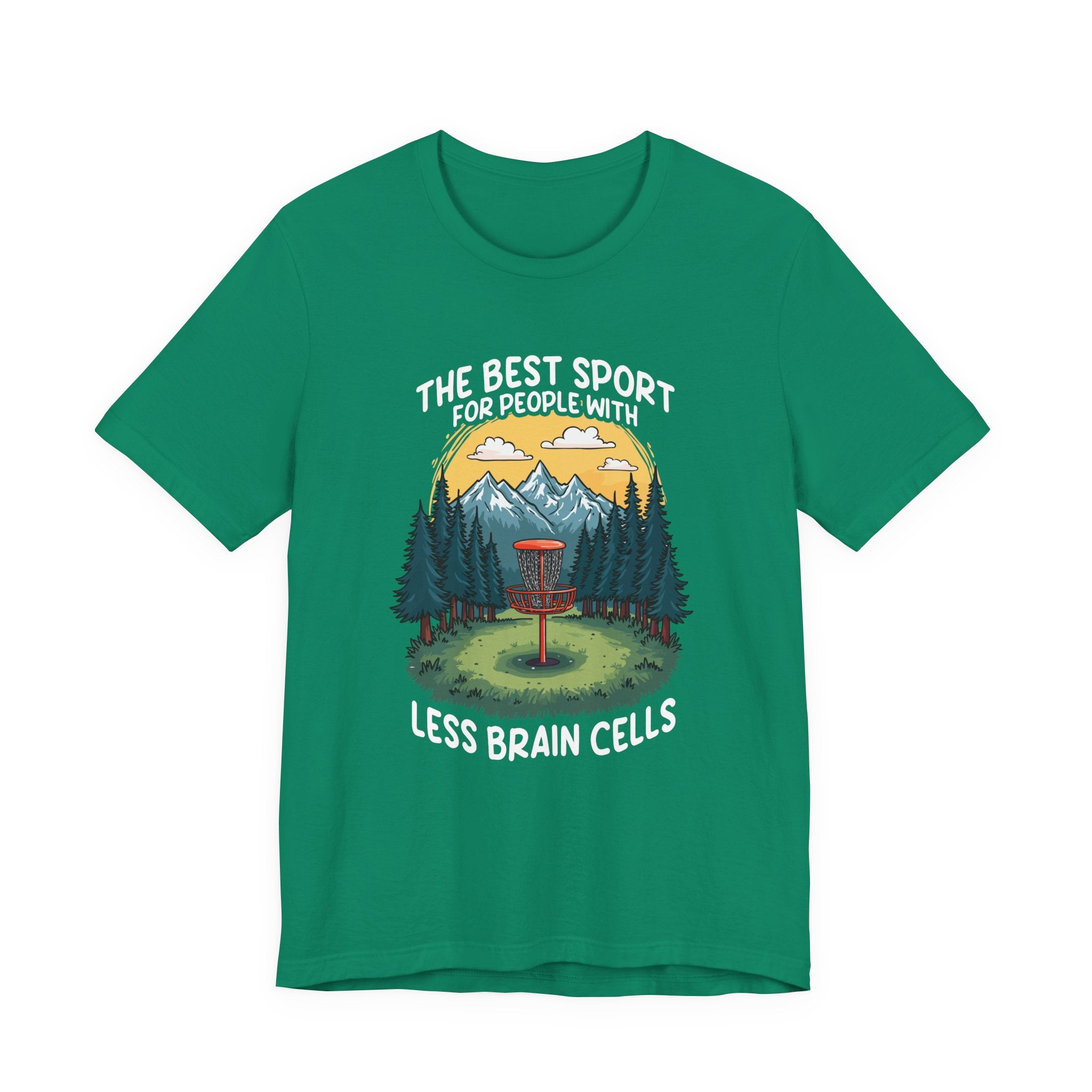 Best Sport for People with Less Brain Cells Tshirt – Funny Disc Golf Mountain Scene