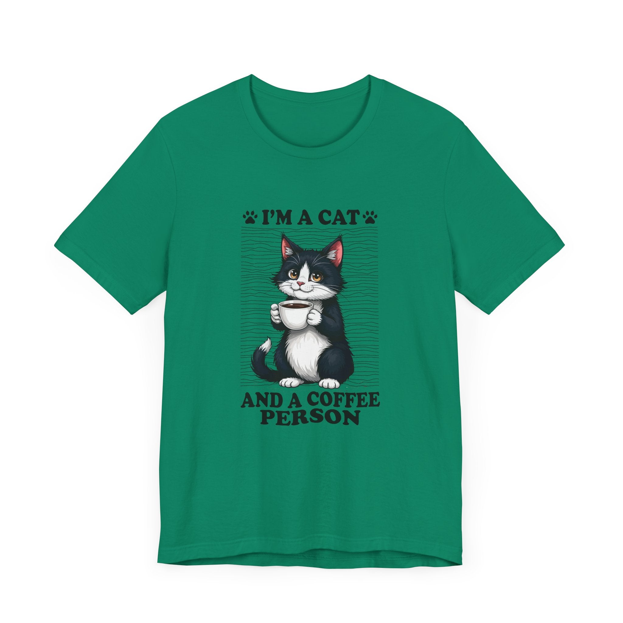 Cat and Coffee Person T-Shirt – Cute Cat Holding Coffee Cup Tee