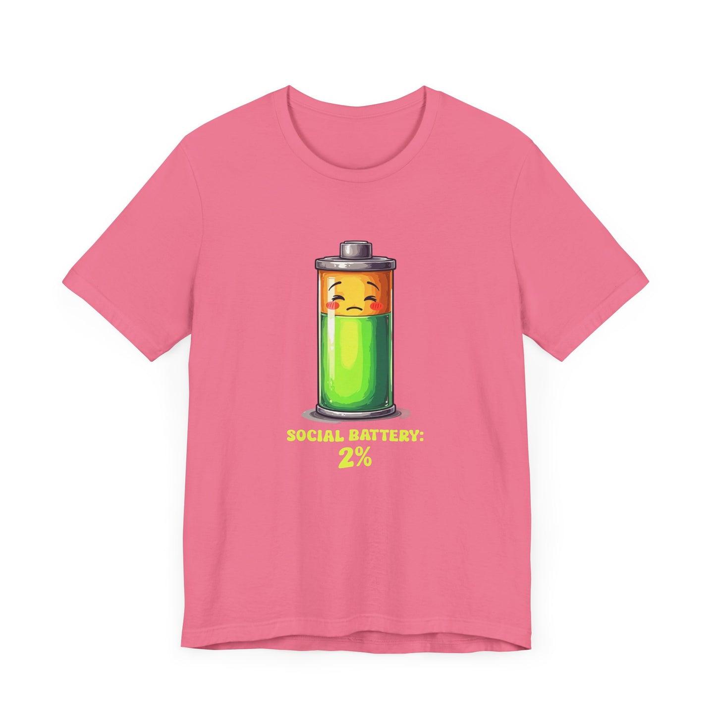 Social Battery 2% – Low Charge Sad Battery Graphic T-Shirt
