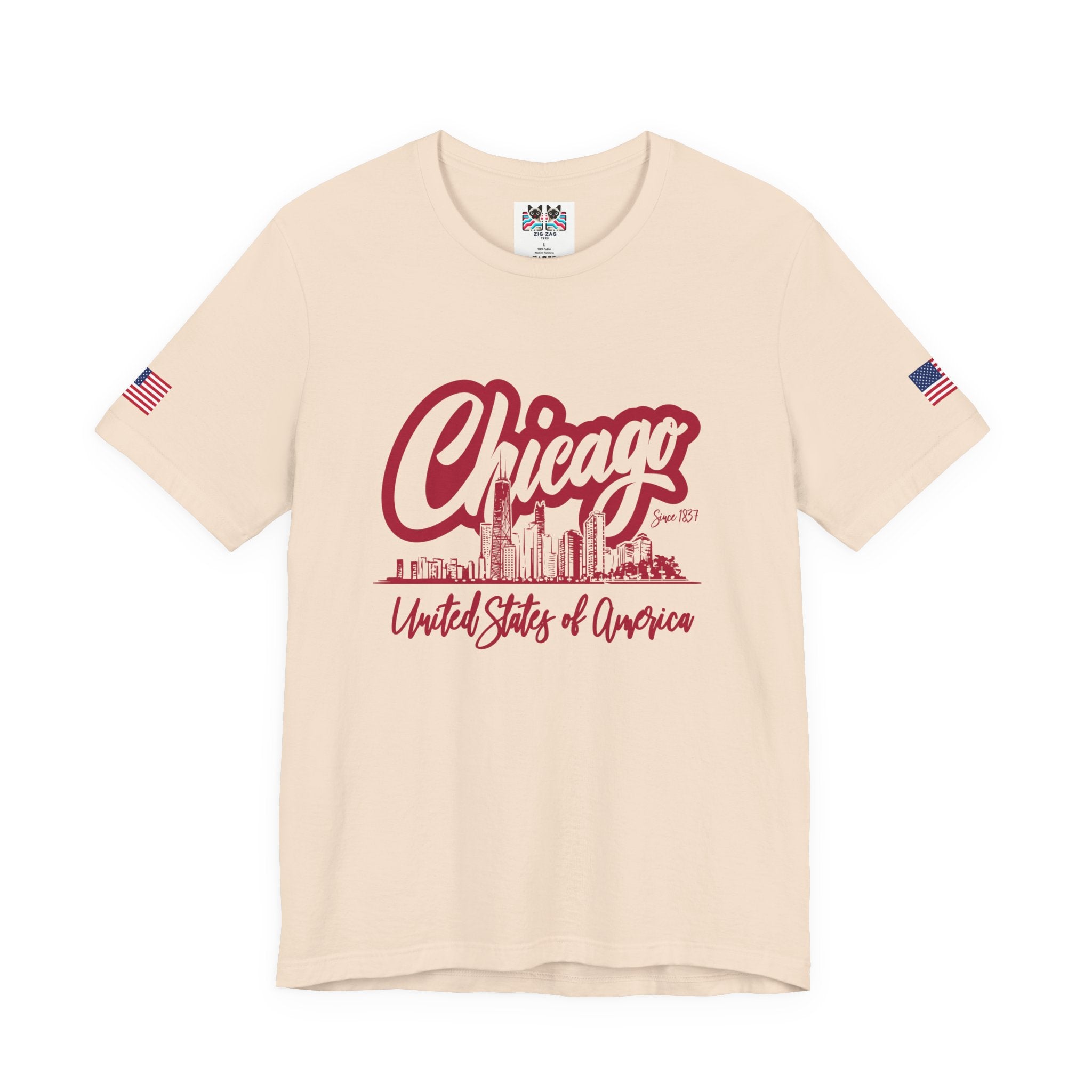 Chicago Since 1837 T-Shirt - Script Illinois United States of America Skyline