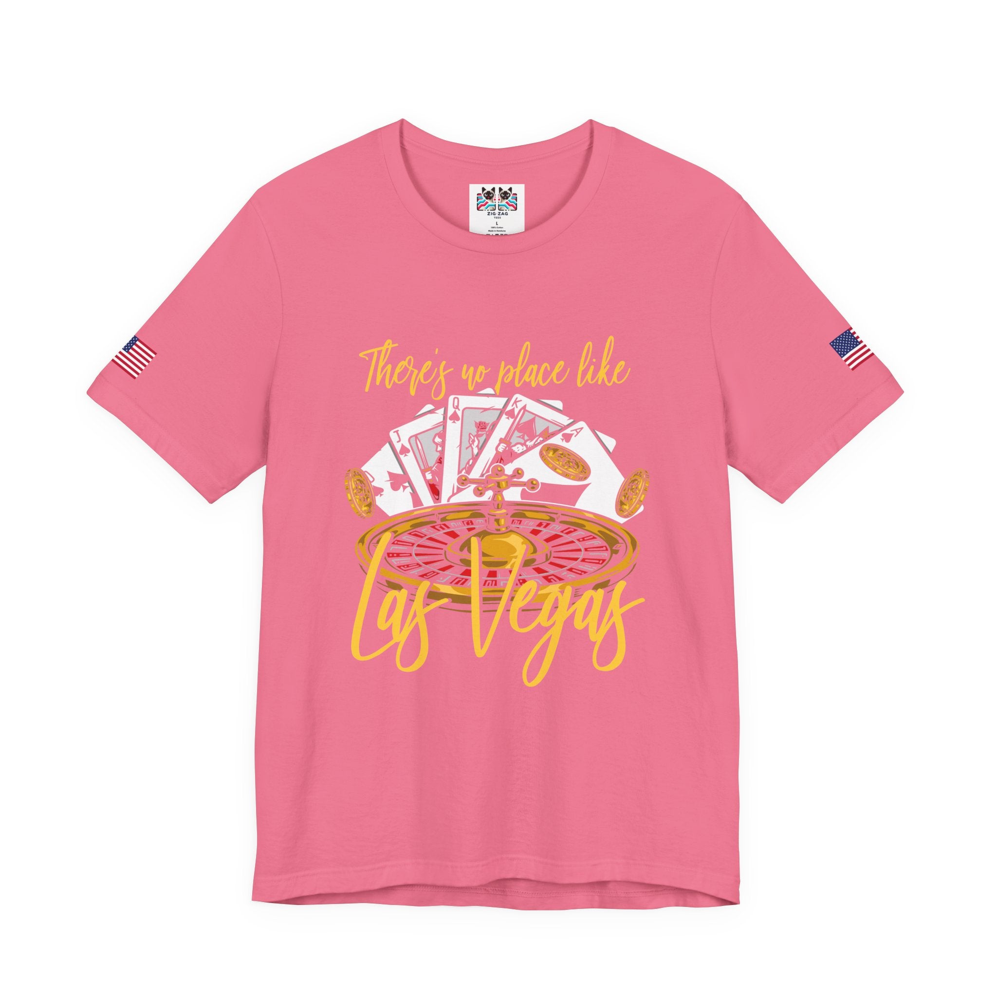 There's No Place Like Las Vegas T-Shirt – Roulette Wheel Poker Cards Casino Tee