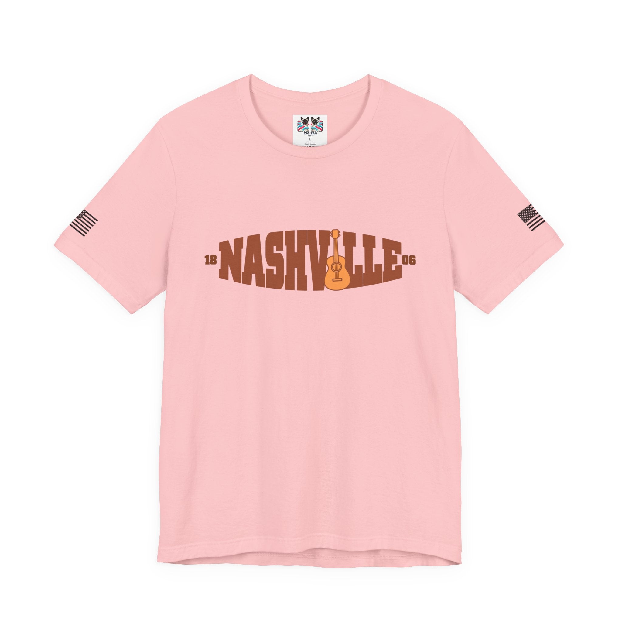 Nashville 1806 Guitar T-Shirt – Retro Inline Text with Guitar Graphic Tee