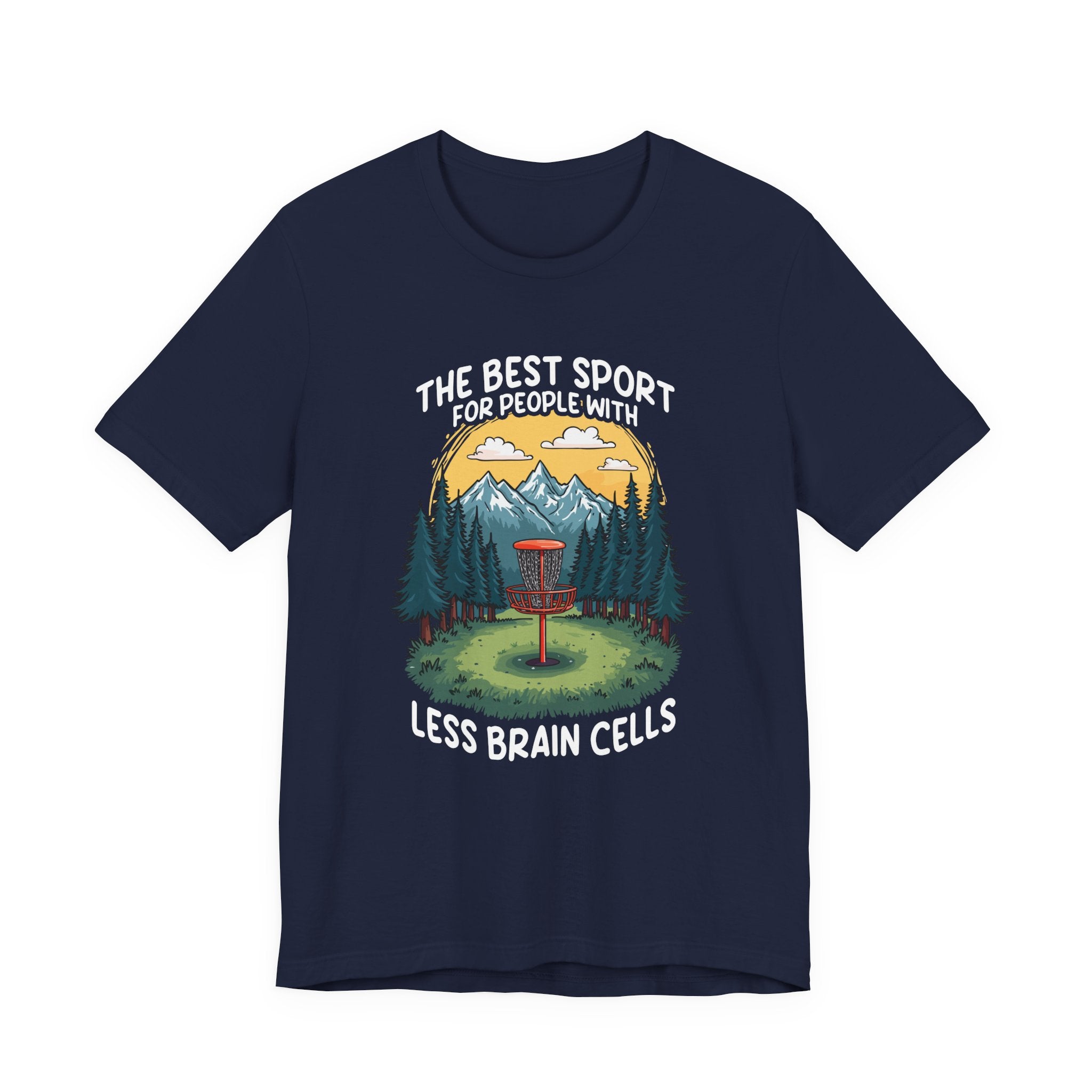 Best Sport for People with Less Brain Cells Tshirt – Funny Disc Golf Mountain Scene