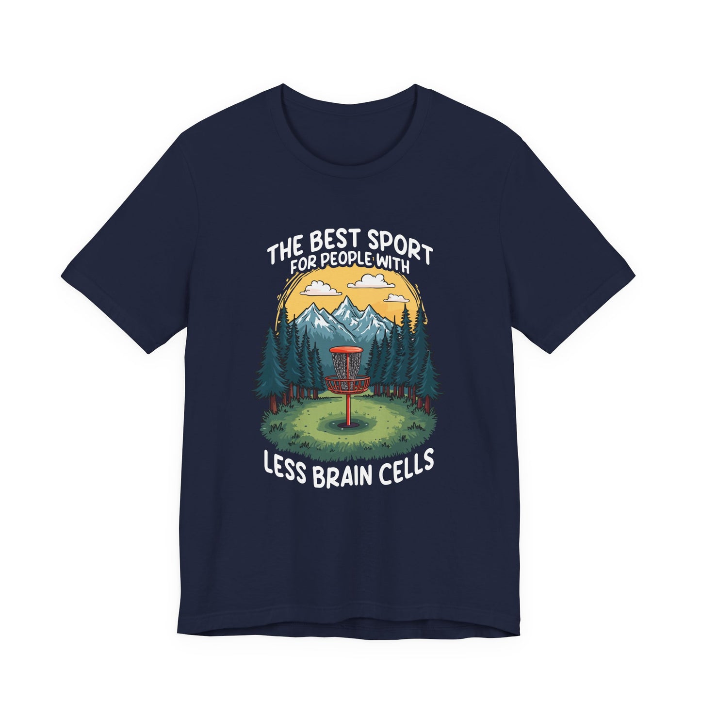 Best Sport for People with Less Brain Cells Tshirt – Funny Disc Golf Mountain Scene
