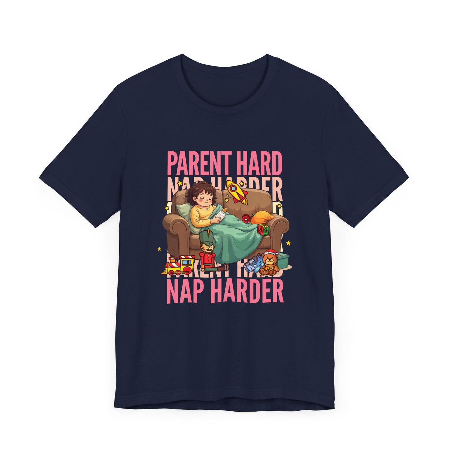 Parent Hard Nap Harder Tee, Funny Parenting Life Shirt, Tired Parent Graphic Tee, Sleepless Caregiver Top, Family Survival Gift