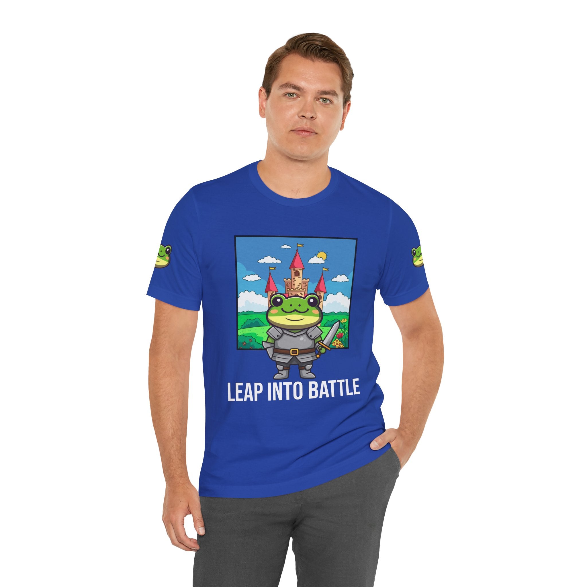 Custom T-Shirt - Knight Frog Castle T-Shirt – Cute Frog Knight Medieval Fantasy Graphic Tee