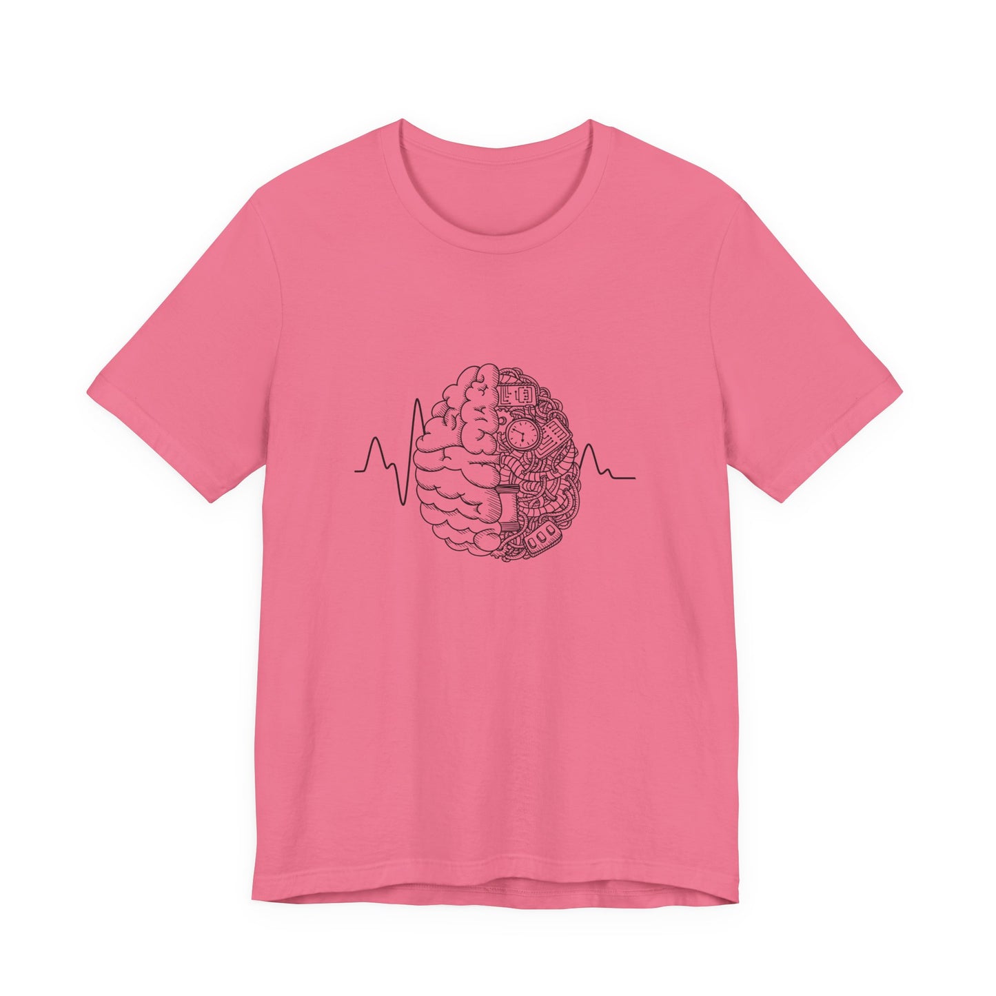 Human Brain Split Design Tshirt – Life Line with Nature & Man-Made Elements