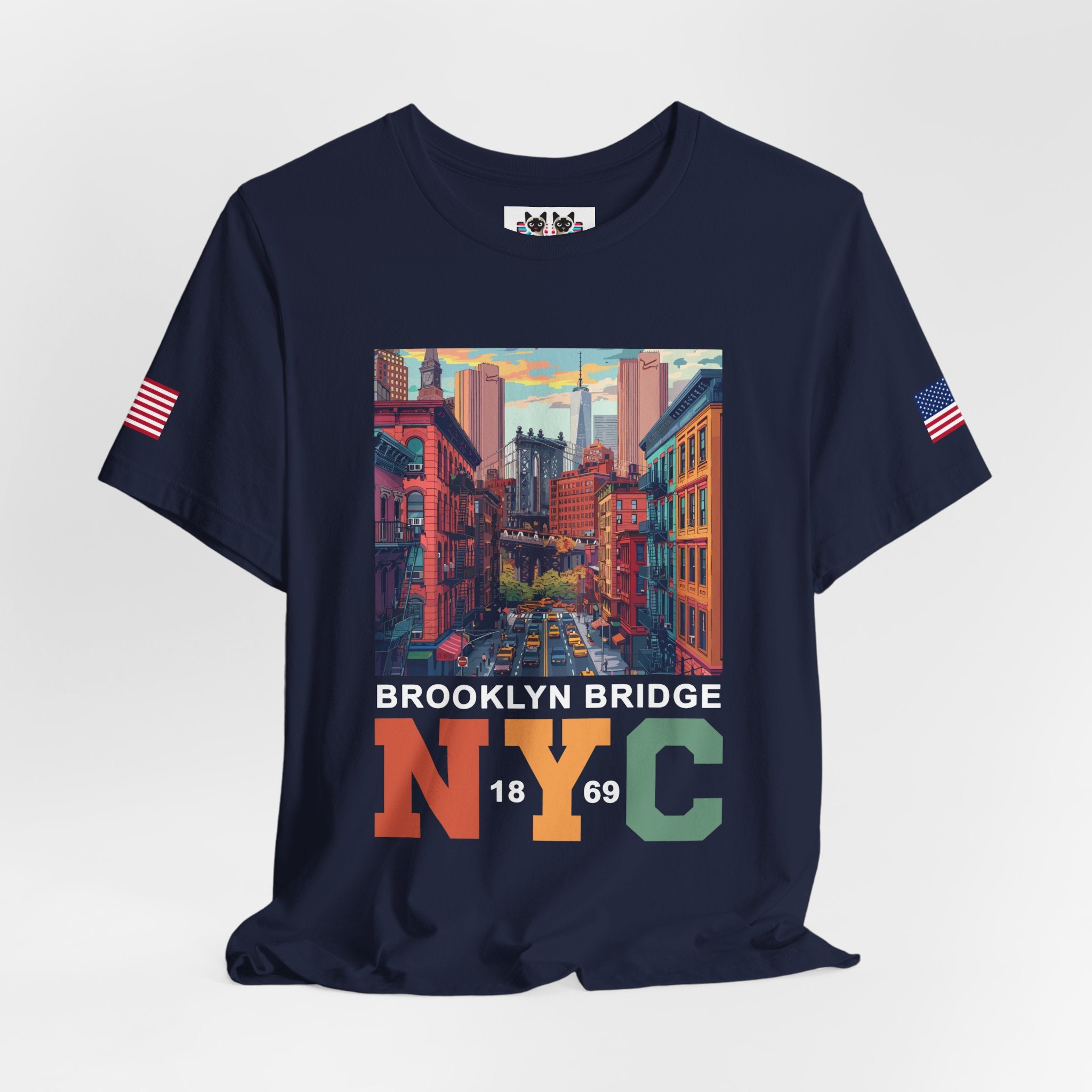 Brooklyn Bridge NYC T-Shirt - Vintage Street Scene Manhattan Bridge 1869 New York