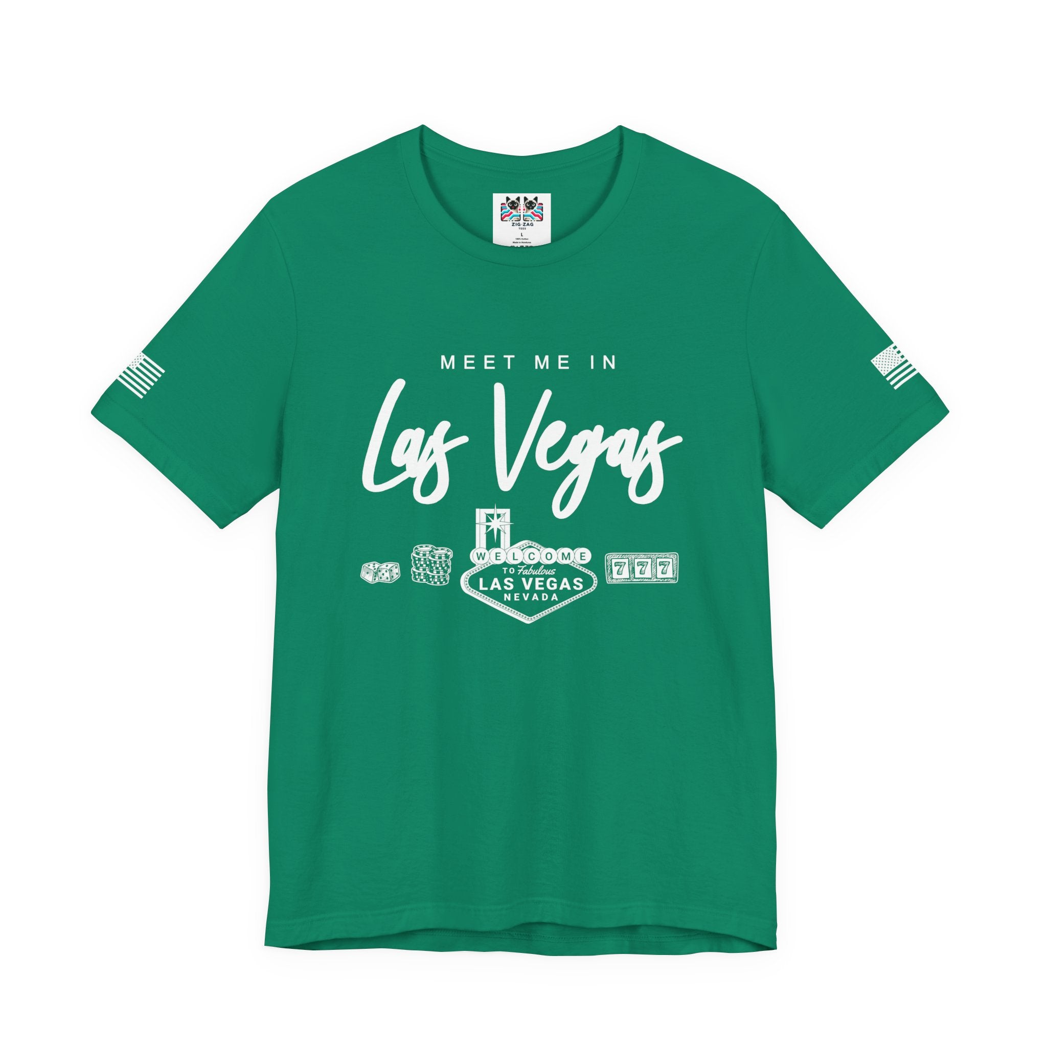 Meet Me in Las Vegas T-Shirt – Welcome Sign Casino Chips Lucky 777 Tee