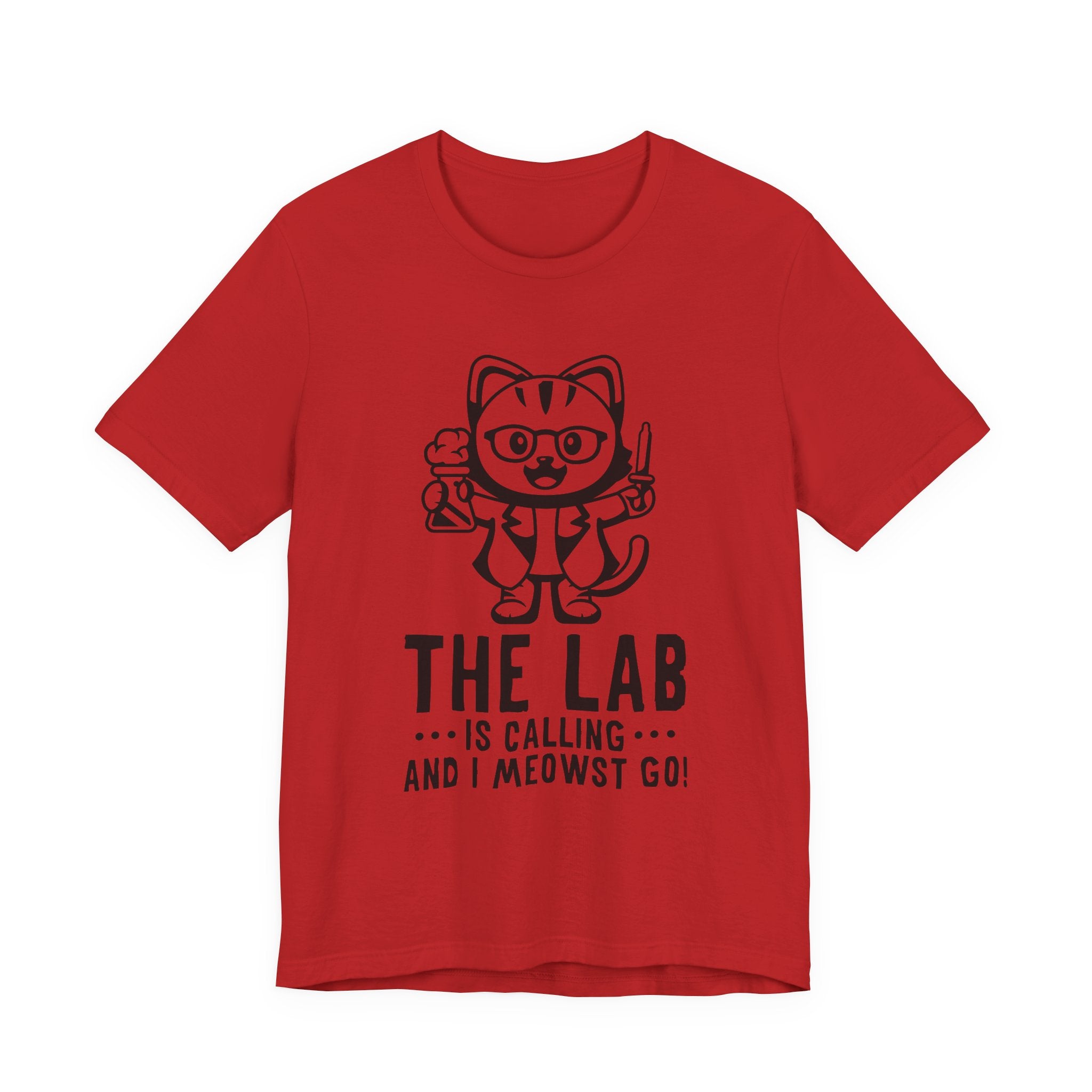 The Lab Is Calling and I Meowst GO Tshirt – Cute Scientist Cat in Lab Coat
