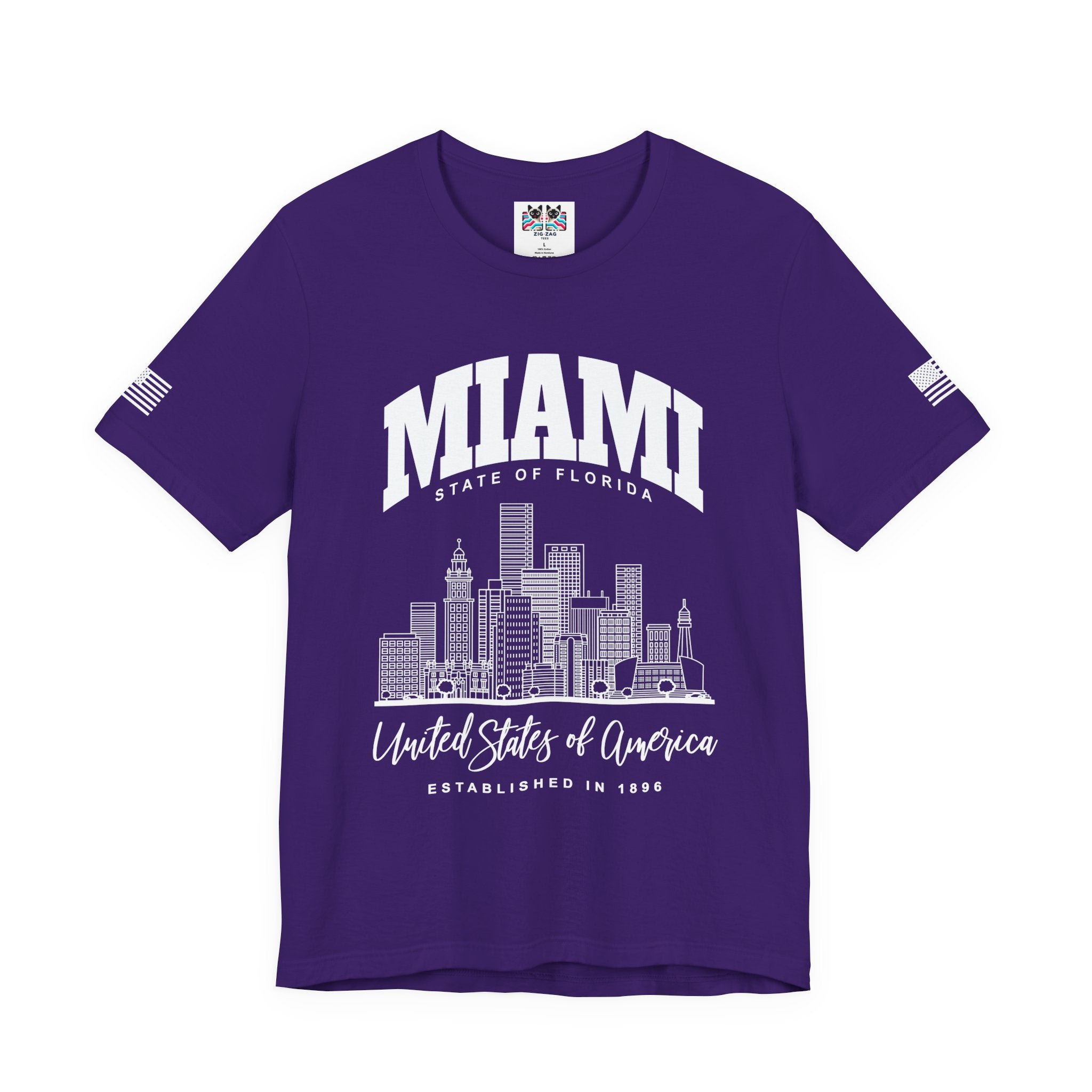 Miami State of Florida USA T-Shirt – Arch Skyline Established 1896 Graphic Tee