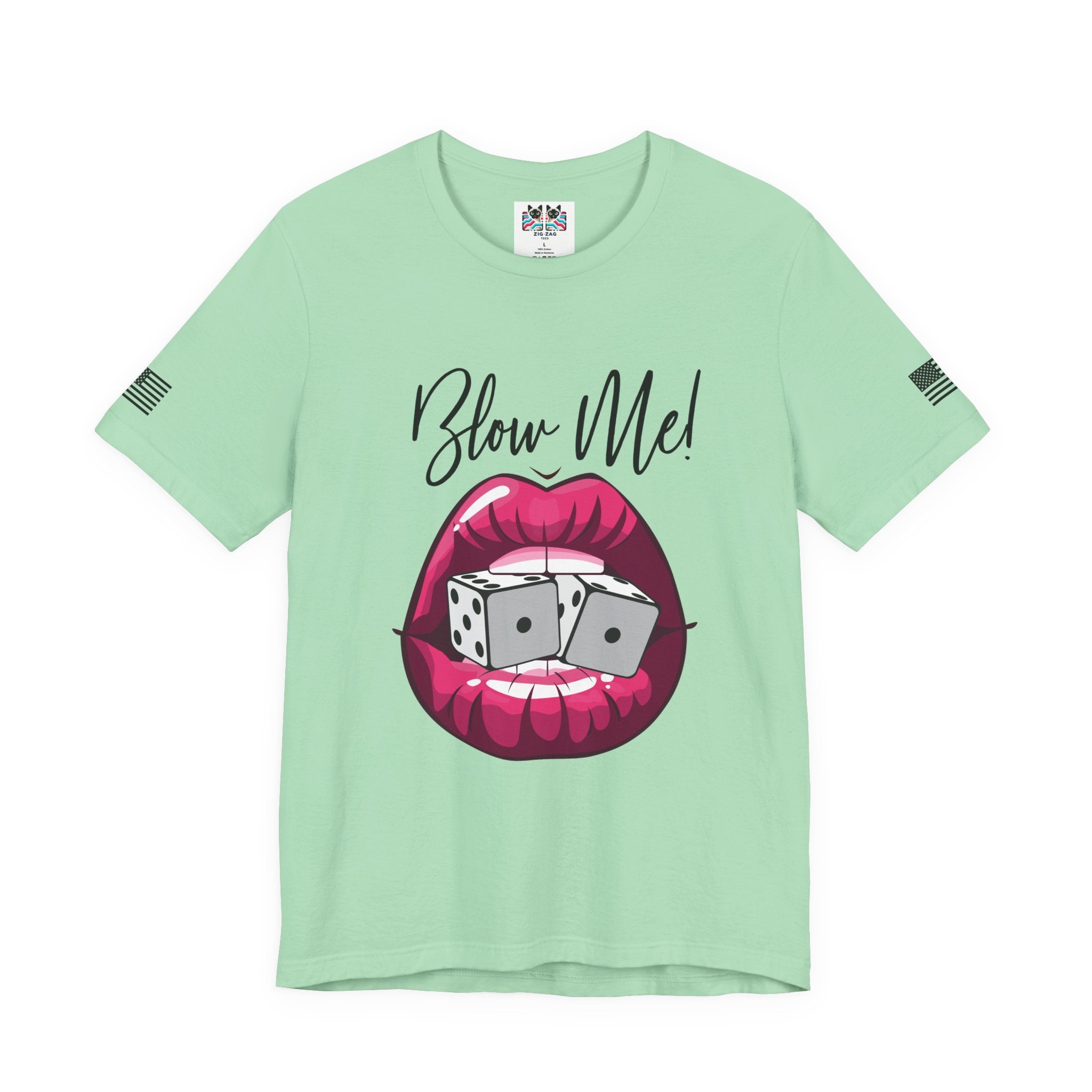 Blow Me Dice Funny Casino T-Shirt – Vegas Craps Lips Humor Tee