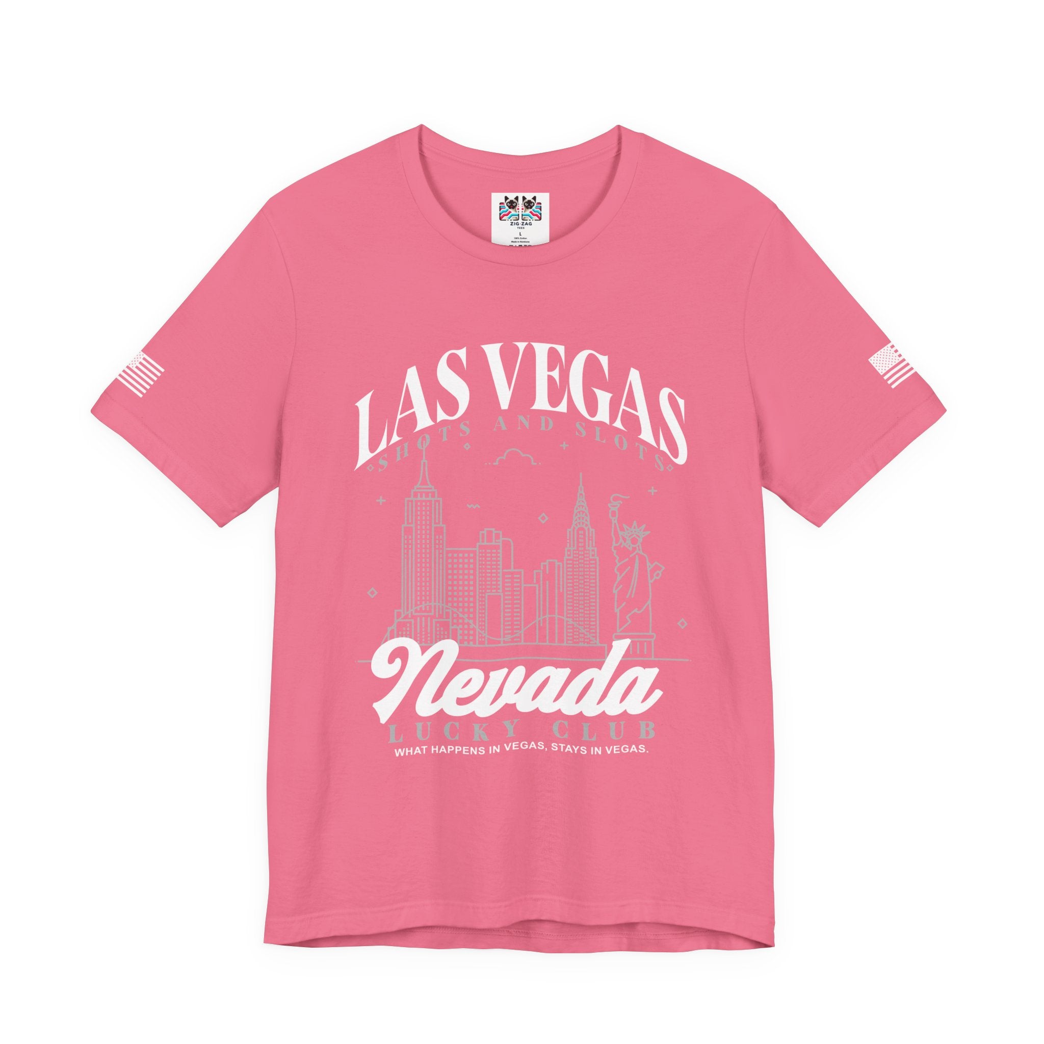 Las Vegas Shots and Slots Nevada Lucky Club Men's T-Shirt – Vegas Skyline Black Tee