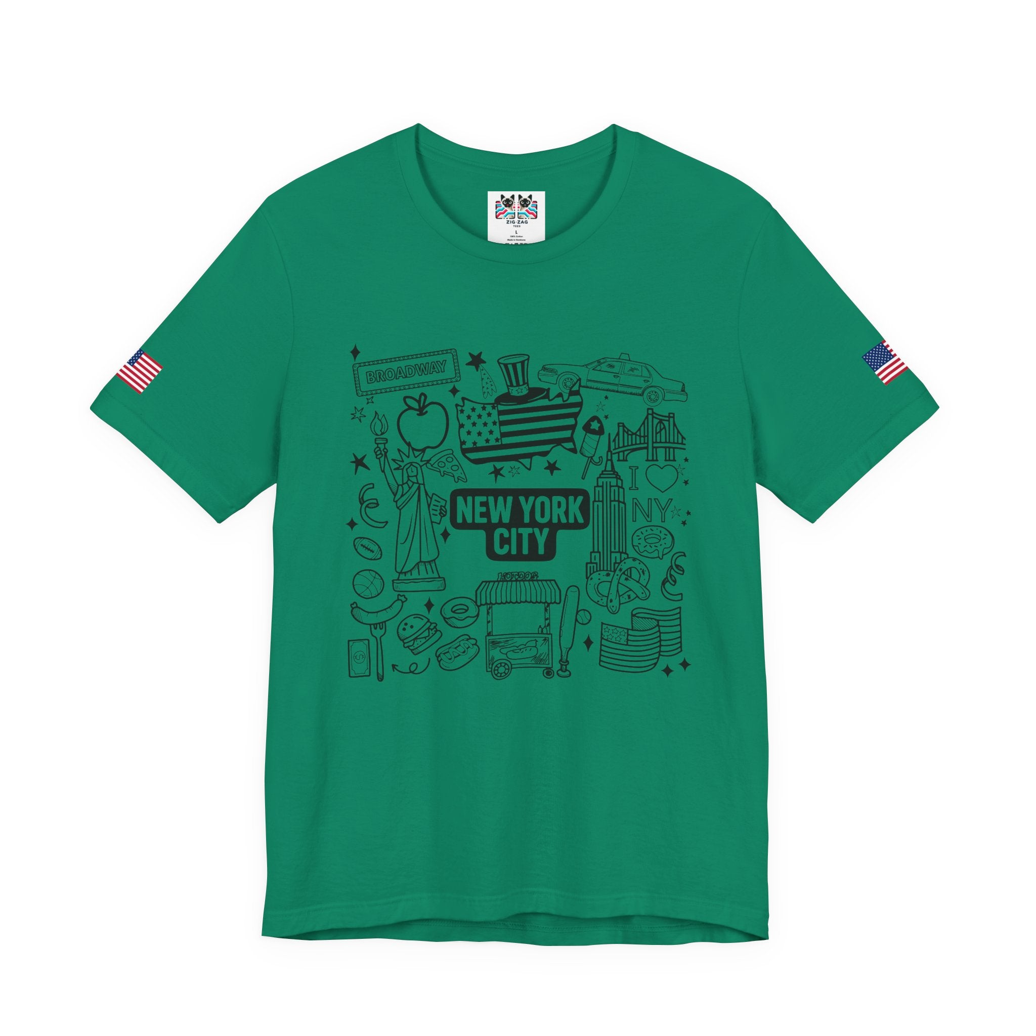 New York City Doodle T-Shirt - Cute NYC Icons Coloring Book Style Tourist Design