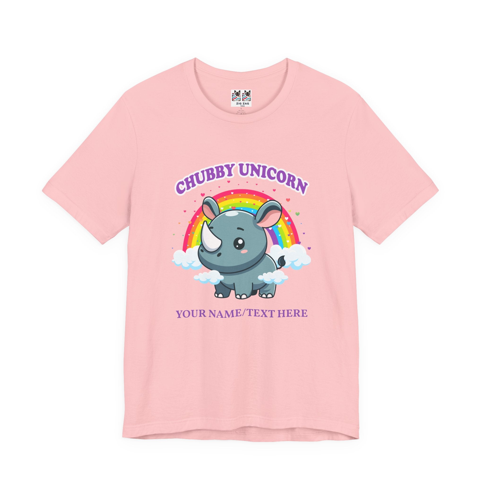 Custom T-Shirt - Chubby Unicorn T-Shirt – Cute Cartoon Rhino with Rainbow Graphic Tee