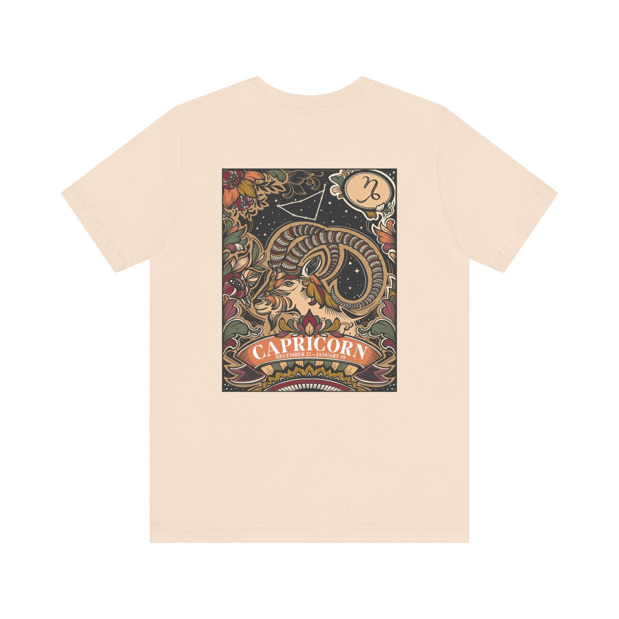 Capricorn Constellation & Floral Zodiac T-Shirt – December 22 to January 19