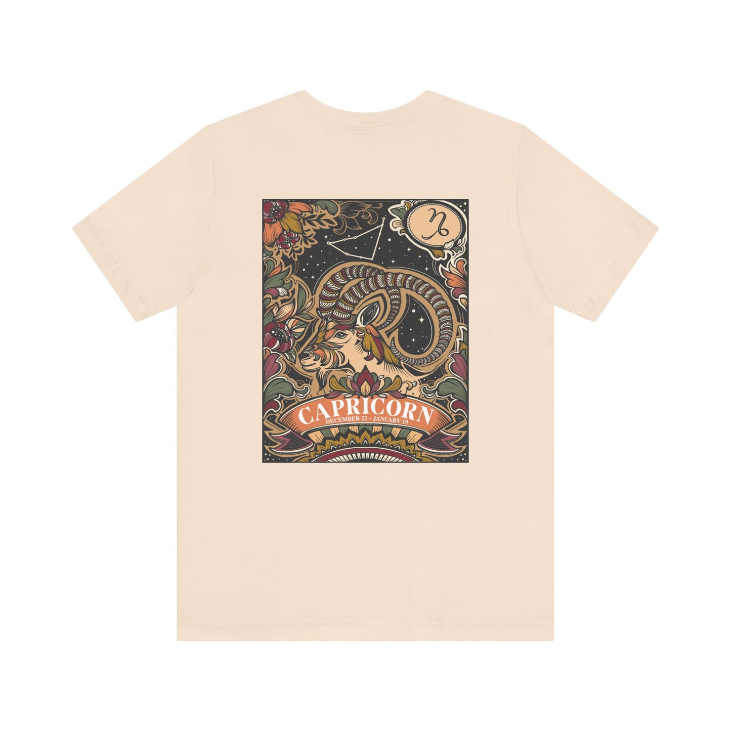 Capricorn Constellation & Floral Zodiac T-Shirt – December 22 to January 19