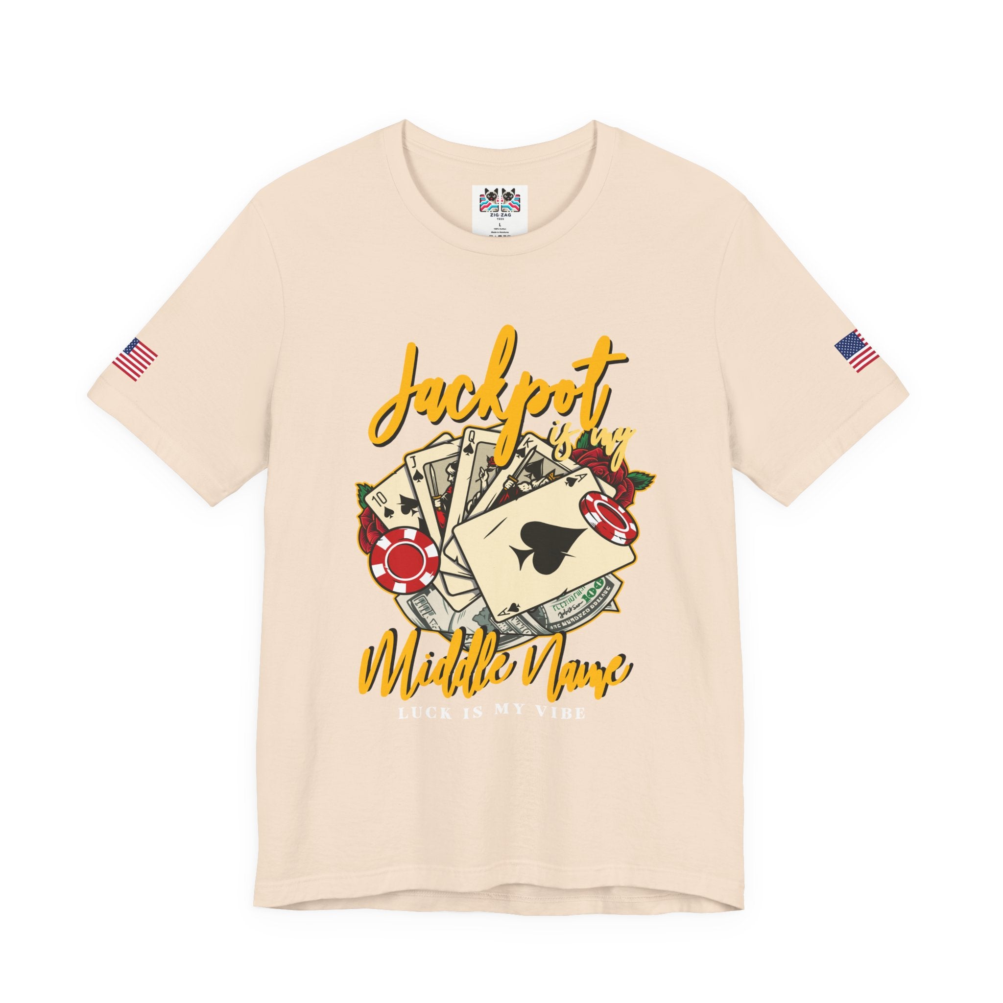 Jackpot Is My Middle Name T-Shirt – Lucky Casino Poker Cards Vegas Tee