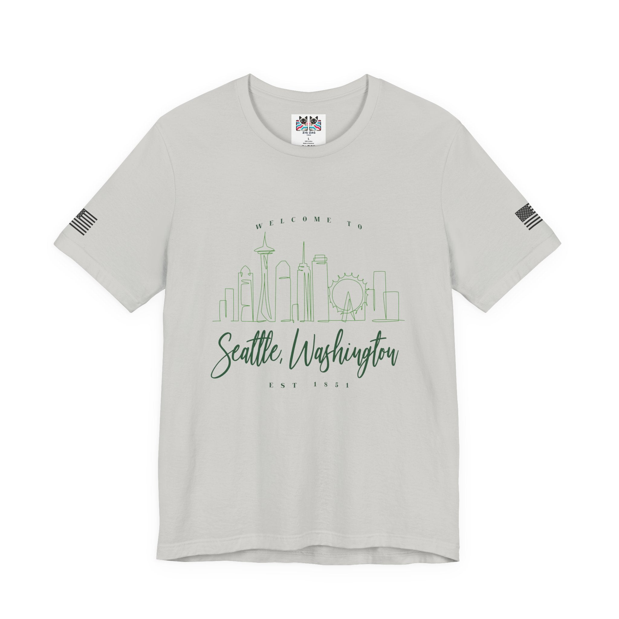Welcome to Seattle Washington Minimalist Skyline T-Shirt | Seattle EST 1851 Line Art Tee | Pacific Northwest Gift
