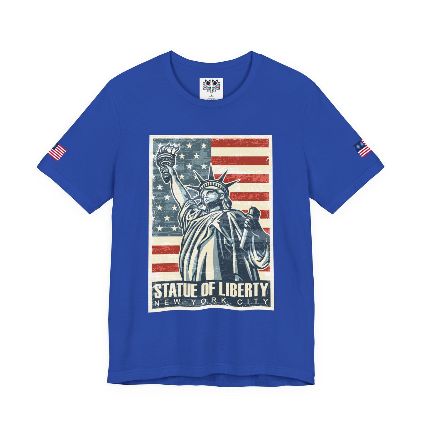 Statue of Liberty T-Shirt - Vintage NYC New York City American Flag Poster Design
