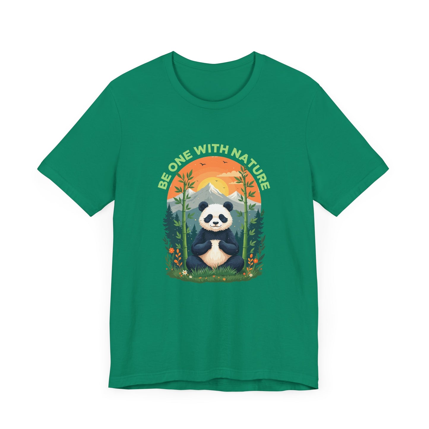 Be One with Nature – Calm Panda in Sunset Meadow Graphic T-Shirt