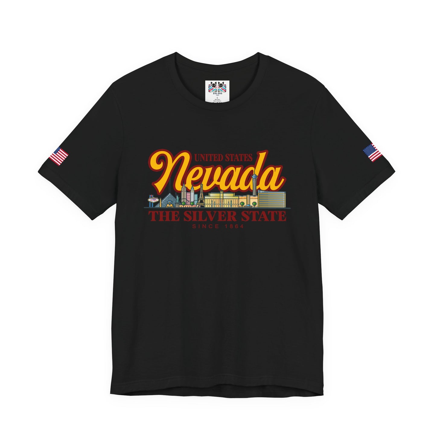 Nevada The Silver State T-Shirt - Las Vegas Skyline Pink Since 1864 USA Design