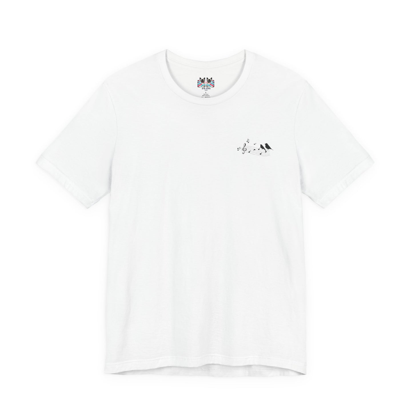 Music & Nature Harmony T-Shirt – Grand Piano in Autumn Forest Scene [Black Text]