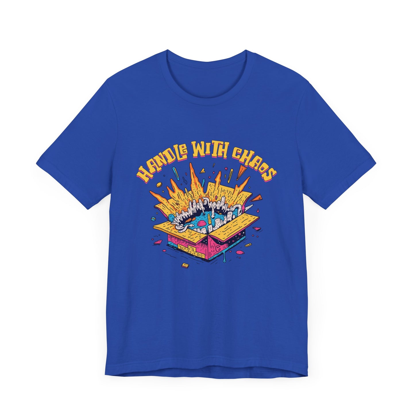 Handle With Chaos – Vibrant Colorful Box Embracing life’s Wild Moments Graphic T-Shirt