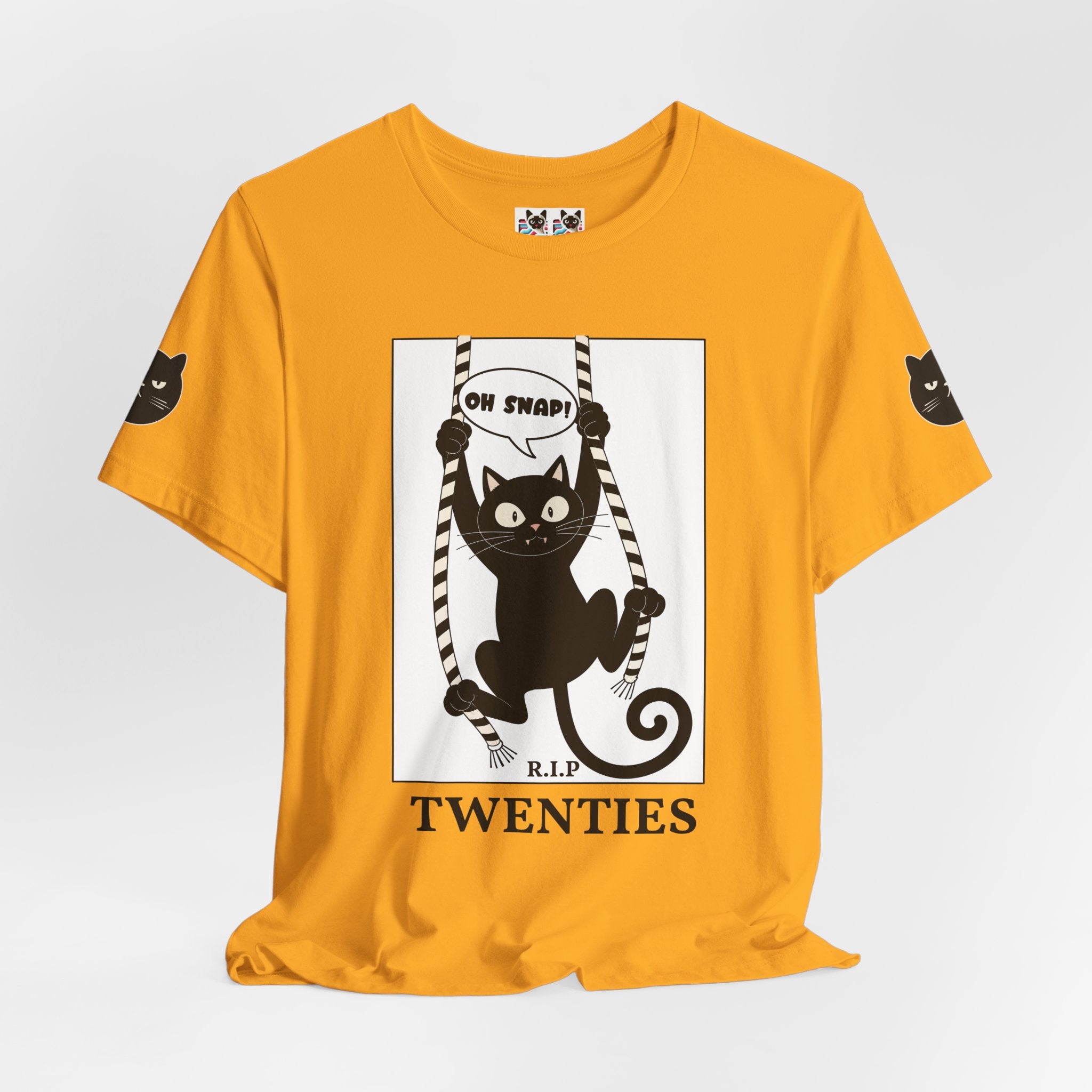 Custom T-Shirt - Oh Snap Funny Cat T-Shirt – Cat Hanging from Blinds Mischievous Kitten Humor Graphic Tee