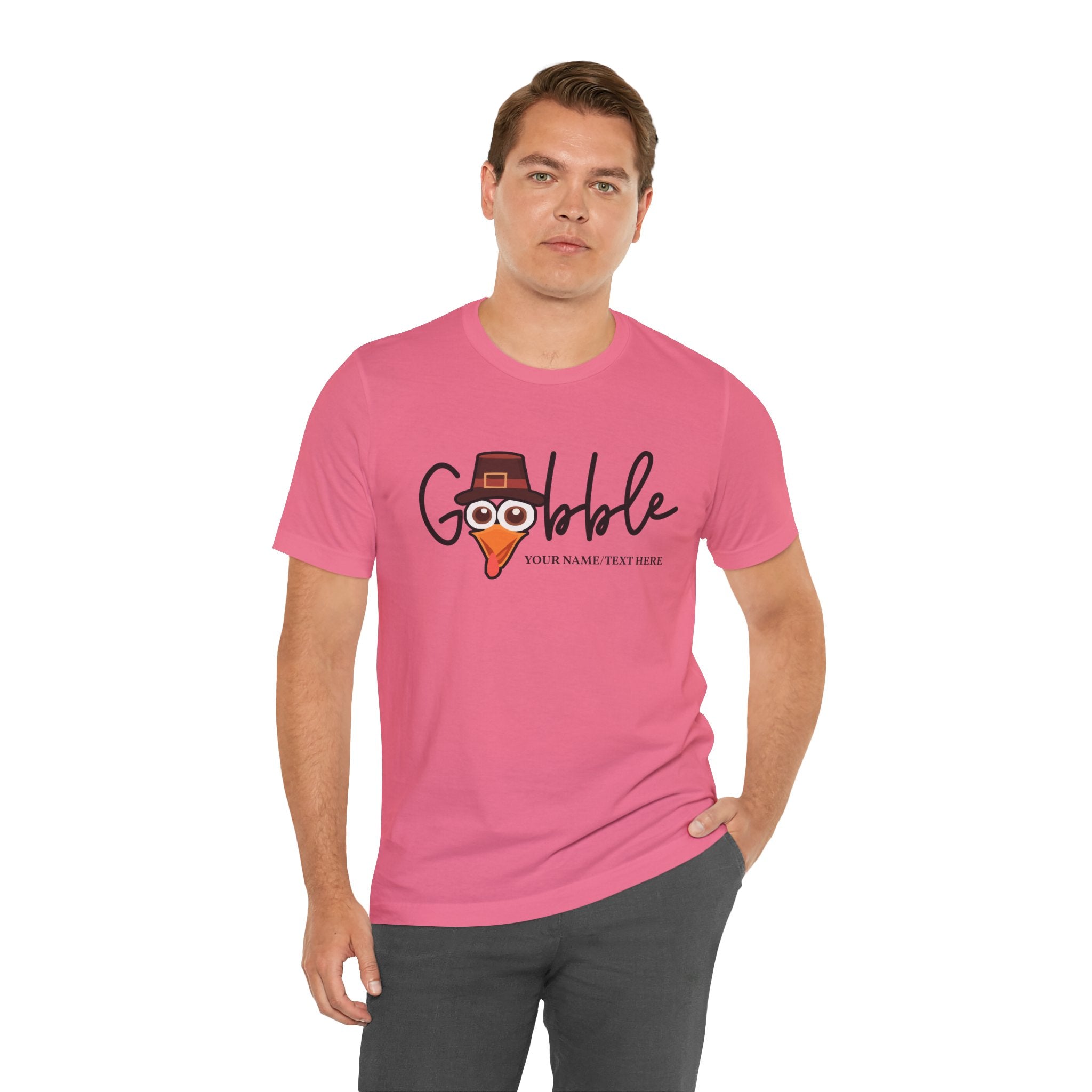 Custom T-Shirt - Gobble Turkey Head Cursive T-Shirt