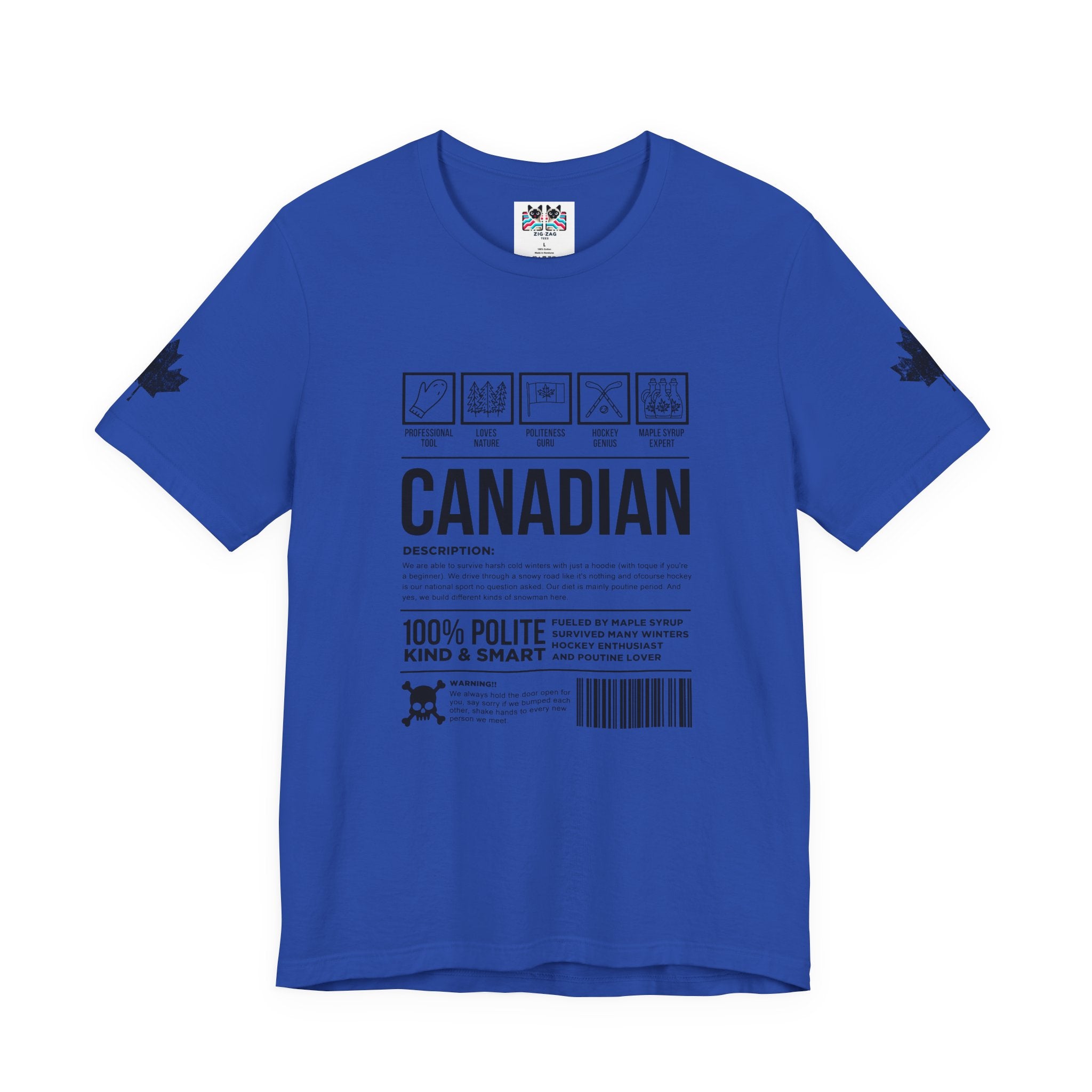 Canadian Traits Nutrition Facts - Black Print T-Shirt