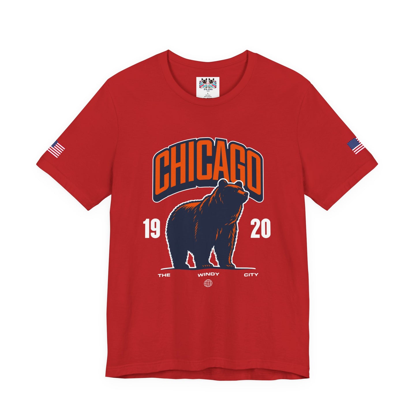 Chicago Bear T-Shirt - The Windy City 1920 Navy Orange Roaring Bear Mascot