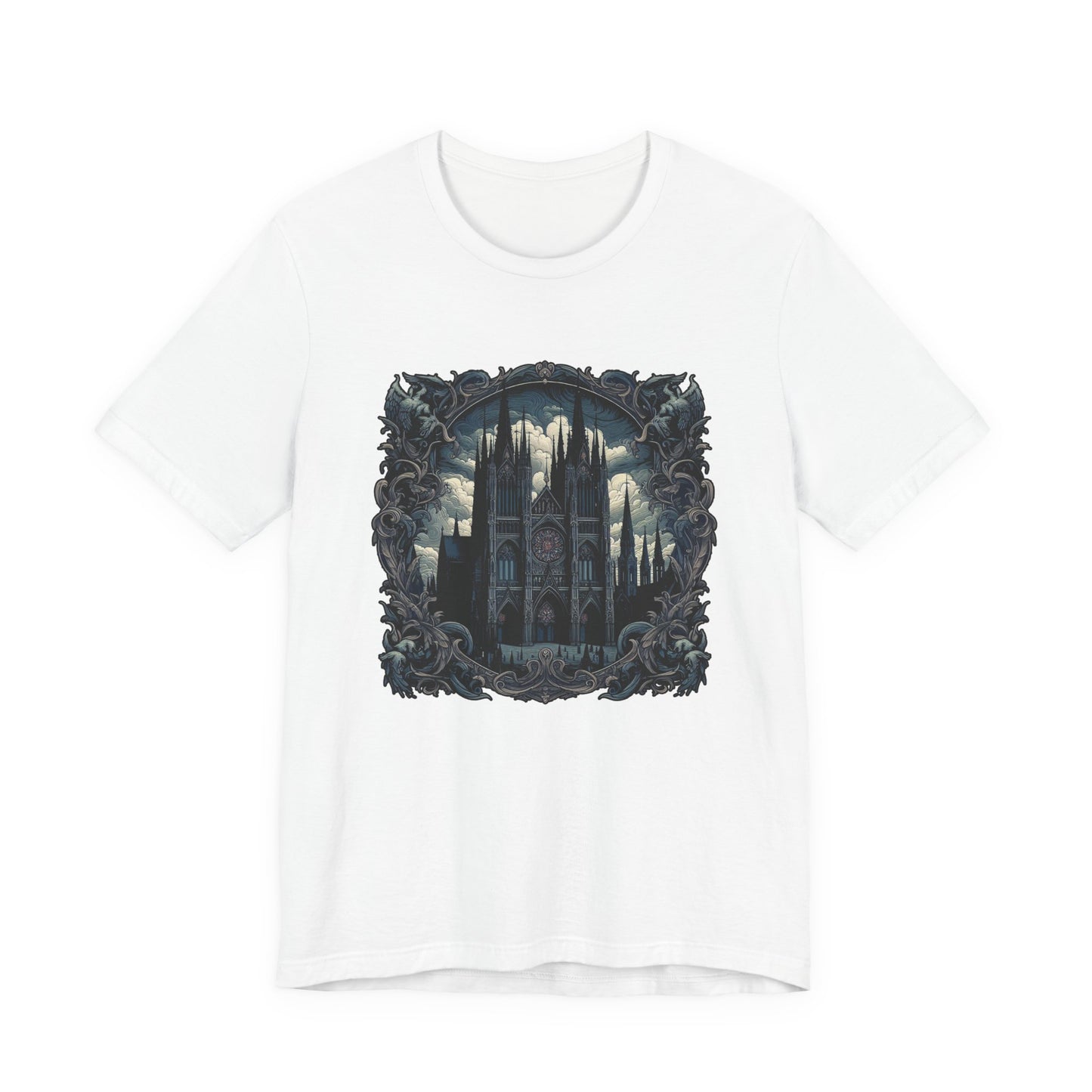 Gothic Art Revival Tshirt – Ancient Castle Reflected in Ornate Mirror