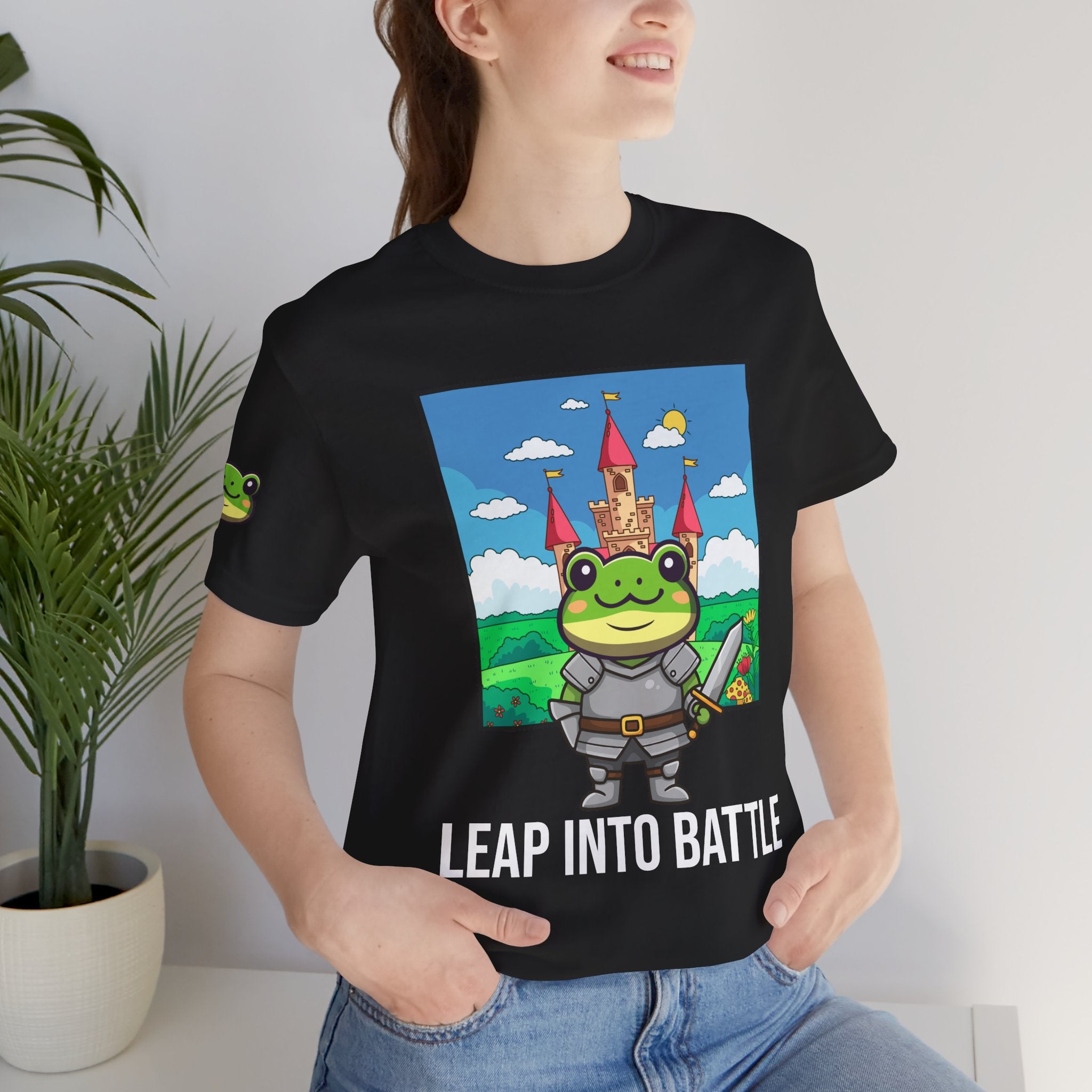 Custom T-Shirt - Knight Frog Castle T-Shirt – Cute Frog Knight Medieval Fantasy Graphic Tee