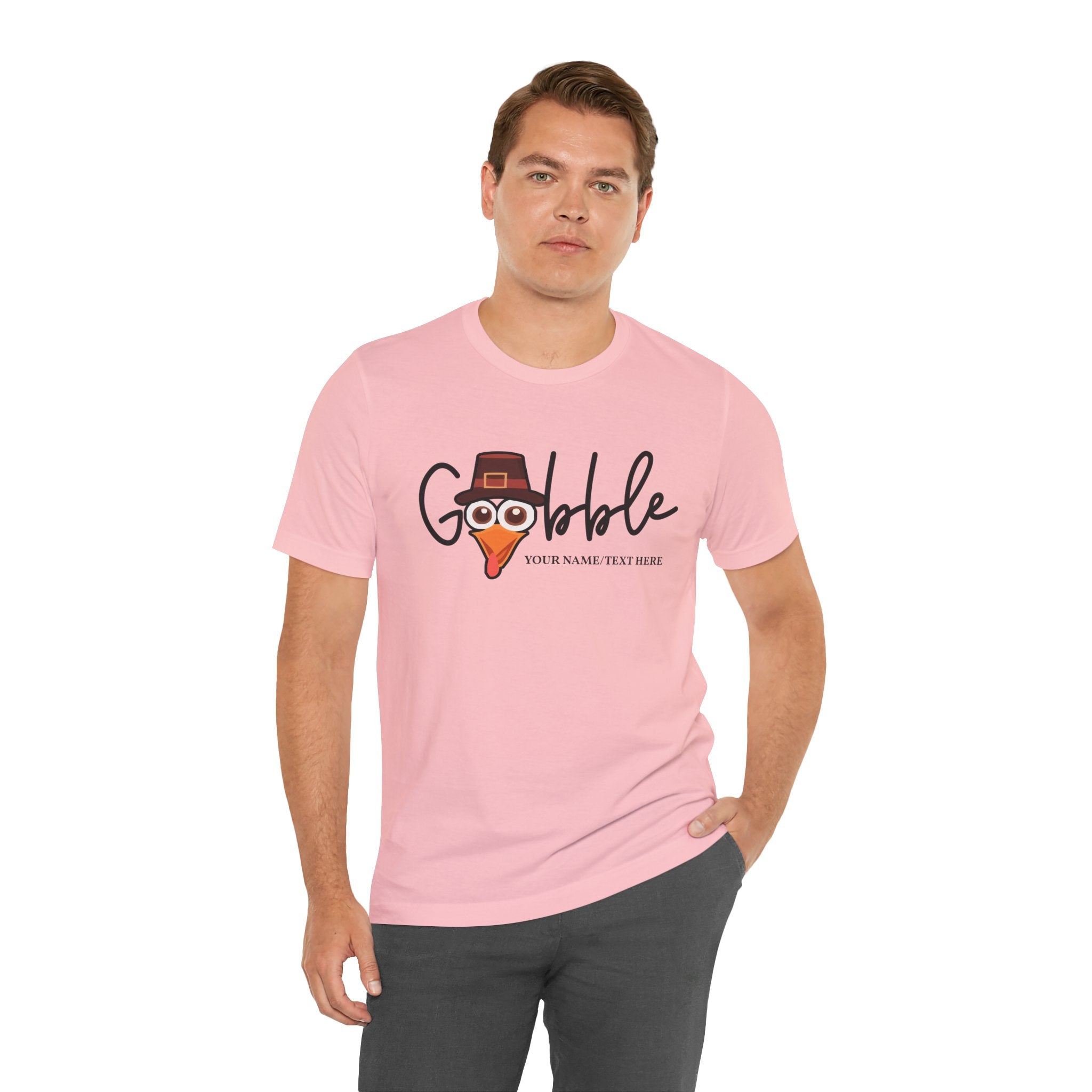 Custom T-Shirt - Gobble Turkey Head Cursive T-Shirt