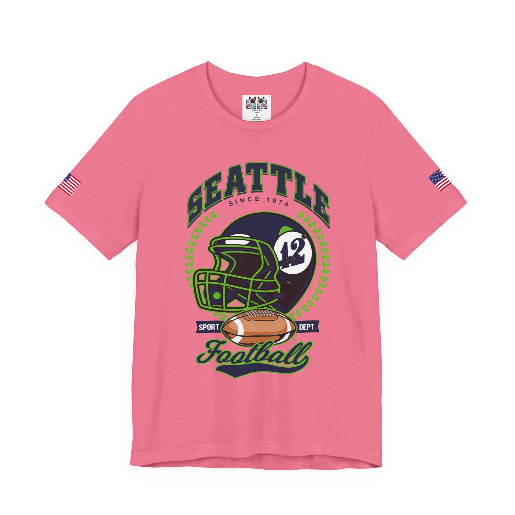 Seattle Since 1974 Football Helmet Sport Dept Graphic T-Shirt | Seahawks Fan Tee | Seattle Football Game Day Shirt