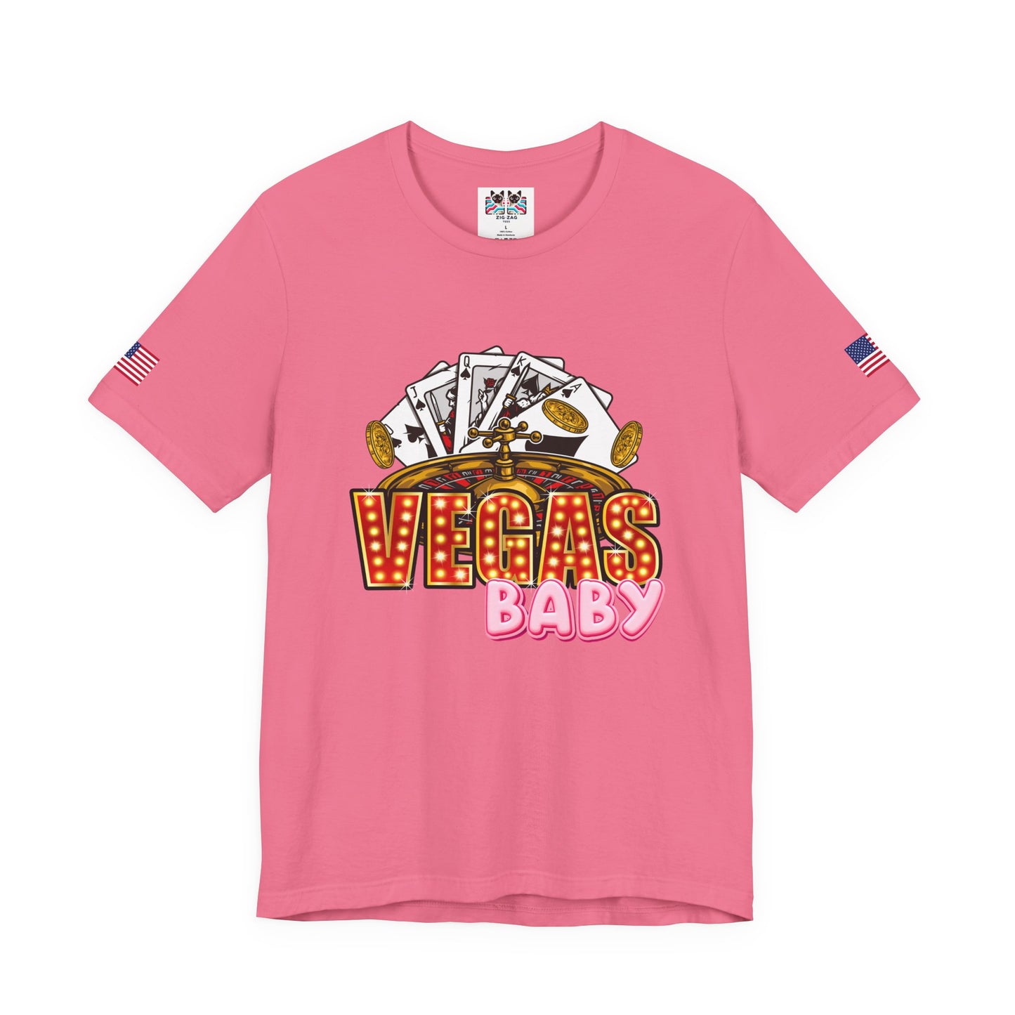 Vegas Baby T-Shirt - Casino Gambling Cards Roulette Dice Poker Chips Design