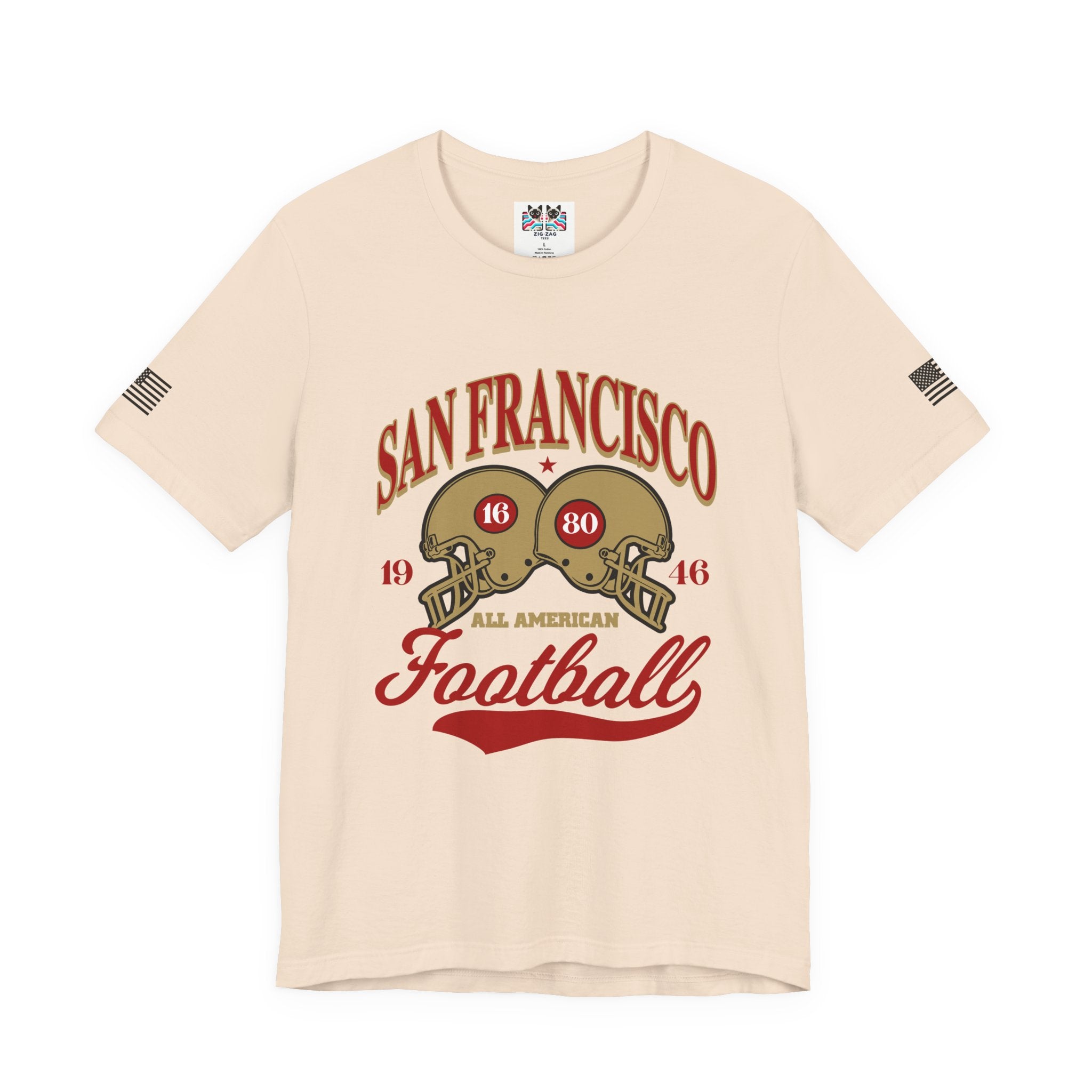 San Francisco Football T-Shirt, All American 1946 Dual Helmet Vintage Tee, SF Bay Area Fan Shirt, Retro Football Gift, Unisex
