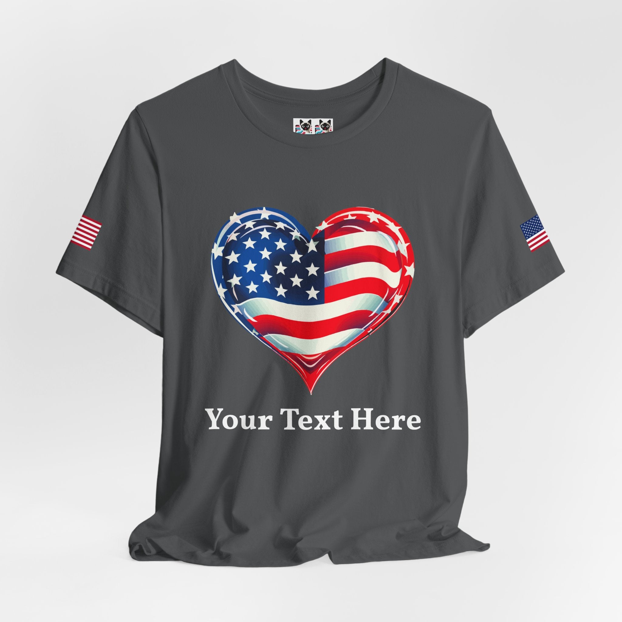 Custom T-Shirt - American Flag Heart T-Shirt – Love USA Patriotic Pride Graphic Tee