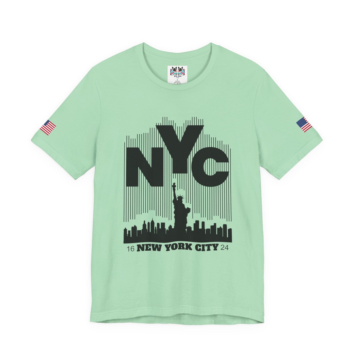 NYC Barcode T-Shirt - Modern New York City 1624 Minimalist Stripe Design