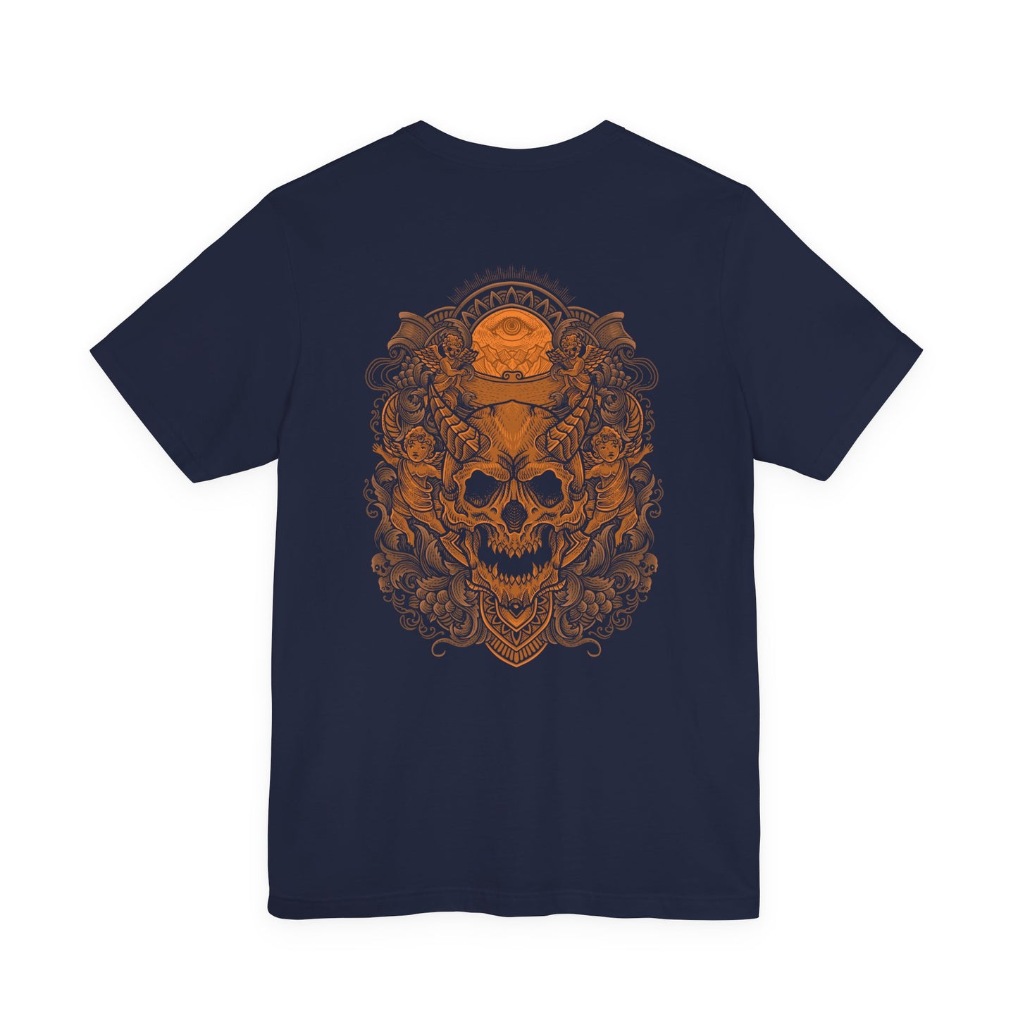 Horned Demon Skull Ornamental Horror T-Shirt