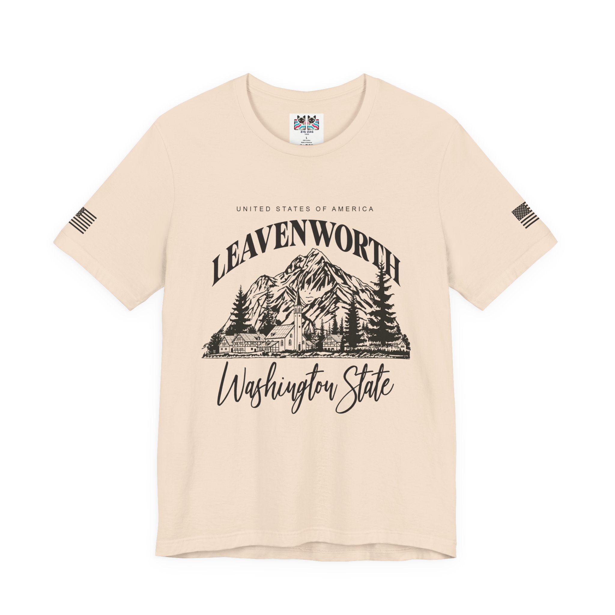 Leavenworth Washington State Bavarian Village Mountain Graphic T-Shirt | USA Souvenir Tee | Pacific Northwest Gift Shirt