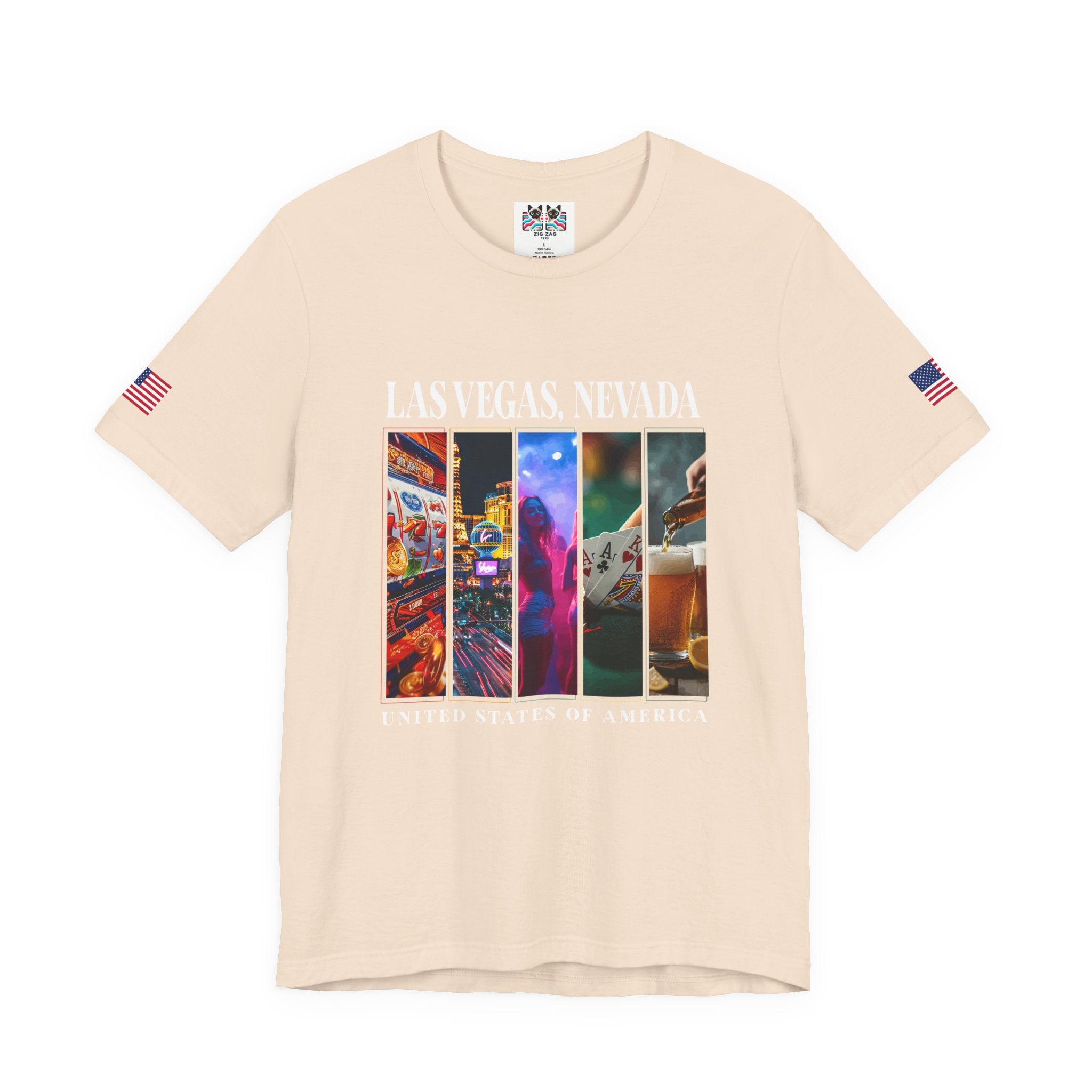Las Vegas Nevada USA Photo Panel T-Shirt – Slots Strip Nightlife Poker Drinks Tee